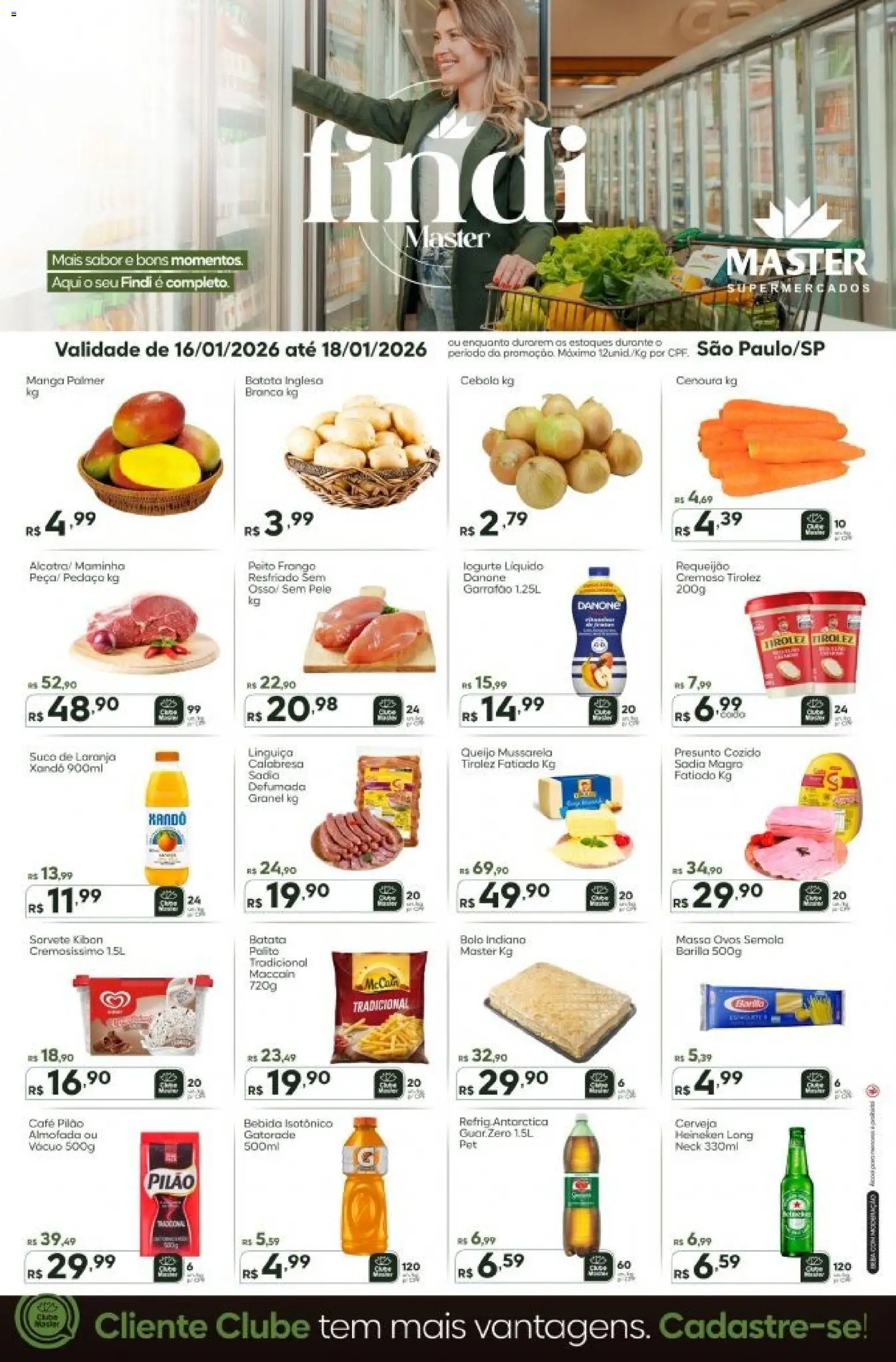 Pré-Visualização do folheto "Ofertas - SP" da loja Master válido a partir de 16/01/2026 - Café, Bolo, Manga, Batata, Almofada, Requeijão, Linguiça, Maminha