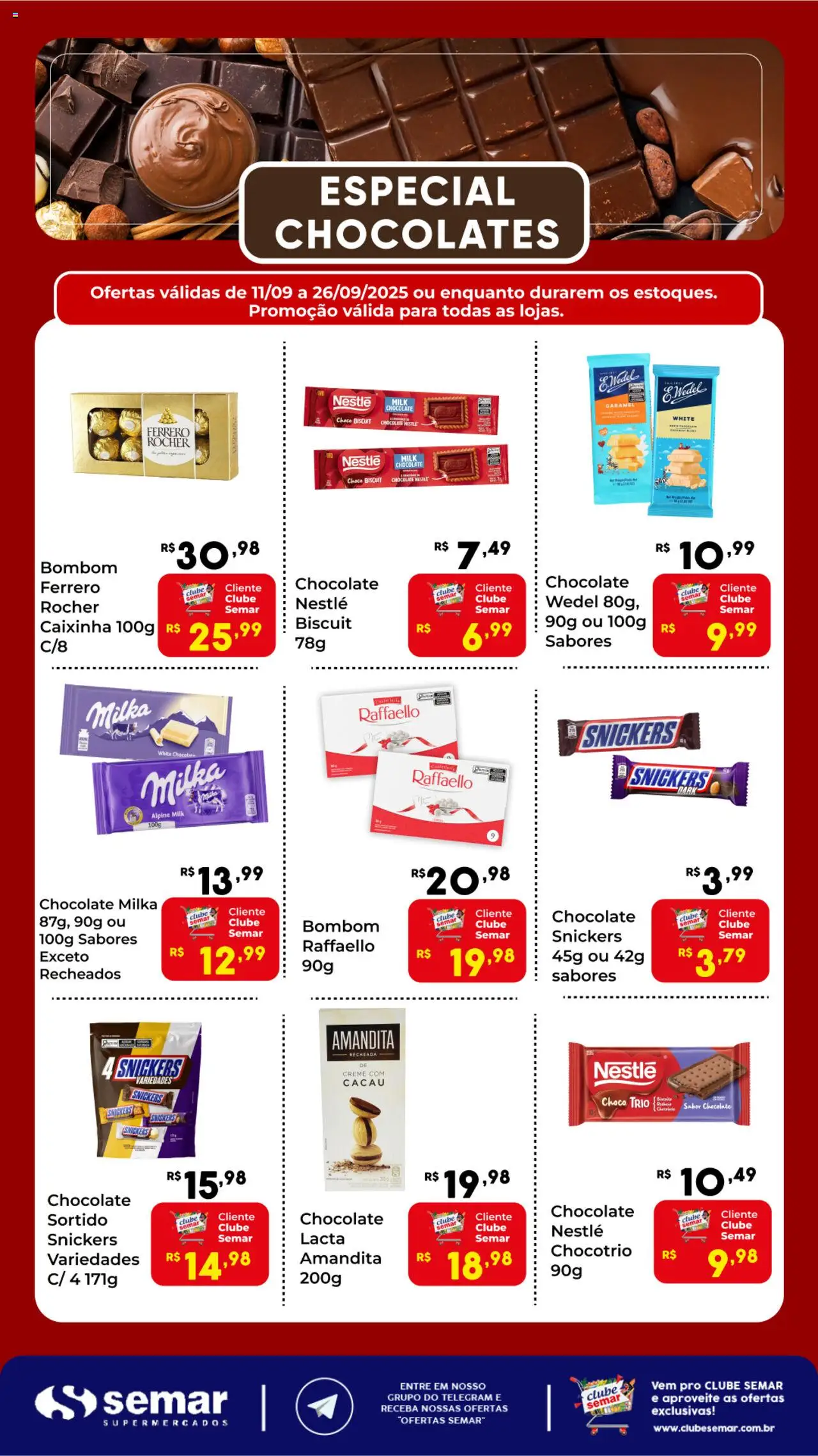 Semar Supermercado folheto "Ofertas Especial Chocolates" válido a partir de 11/09/2025 - número de página 1