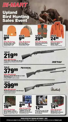 Ad Preview of Bi-Mart Upland Bird Hunting Flyer from 08/19/2025