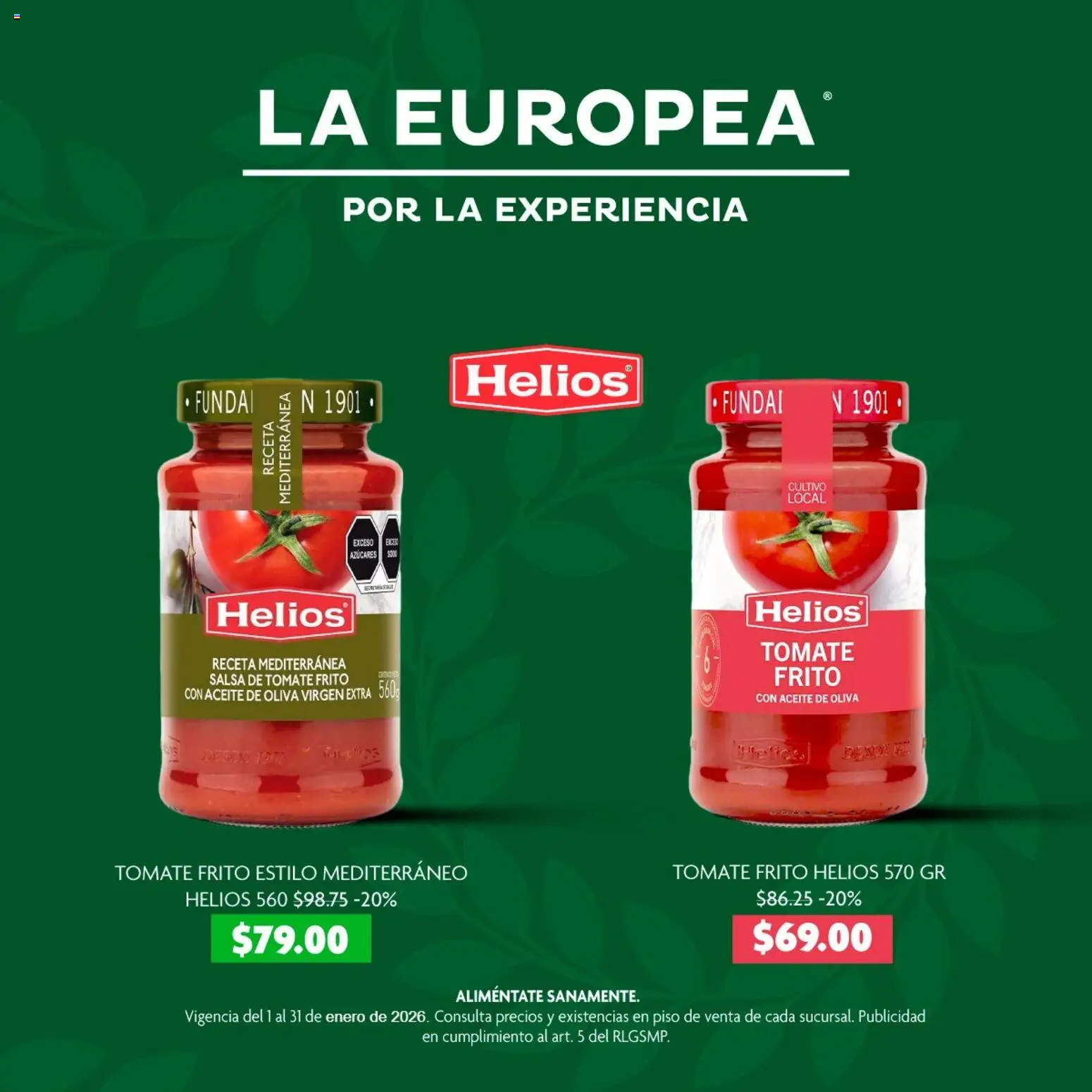 Vista previa las ofertas de la tienda La Europea - Catálogo Tomate frito Helios desde el 01/01/2026 