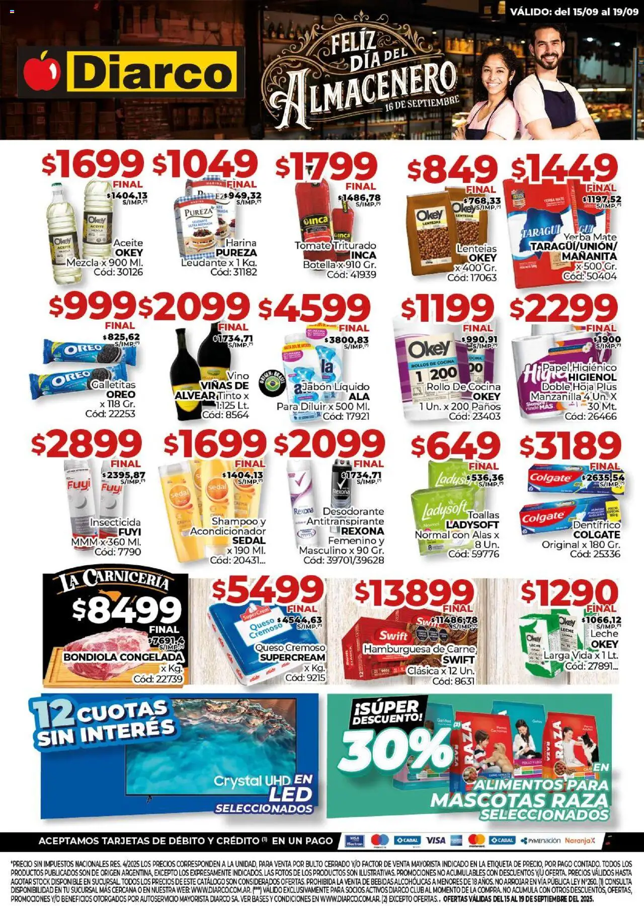 Diarco Ofertas Interior del 15/09/2025 Online - Mate, Cocina, Queso, Carne, Oreo, Leche, Lentejas, Antitranspirante