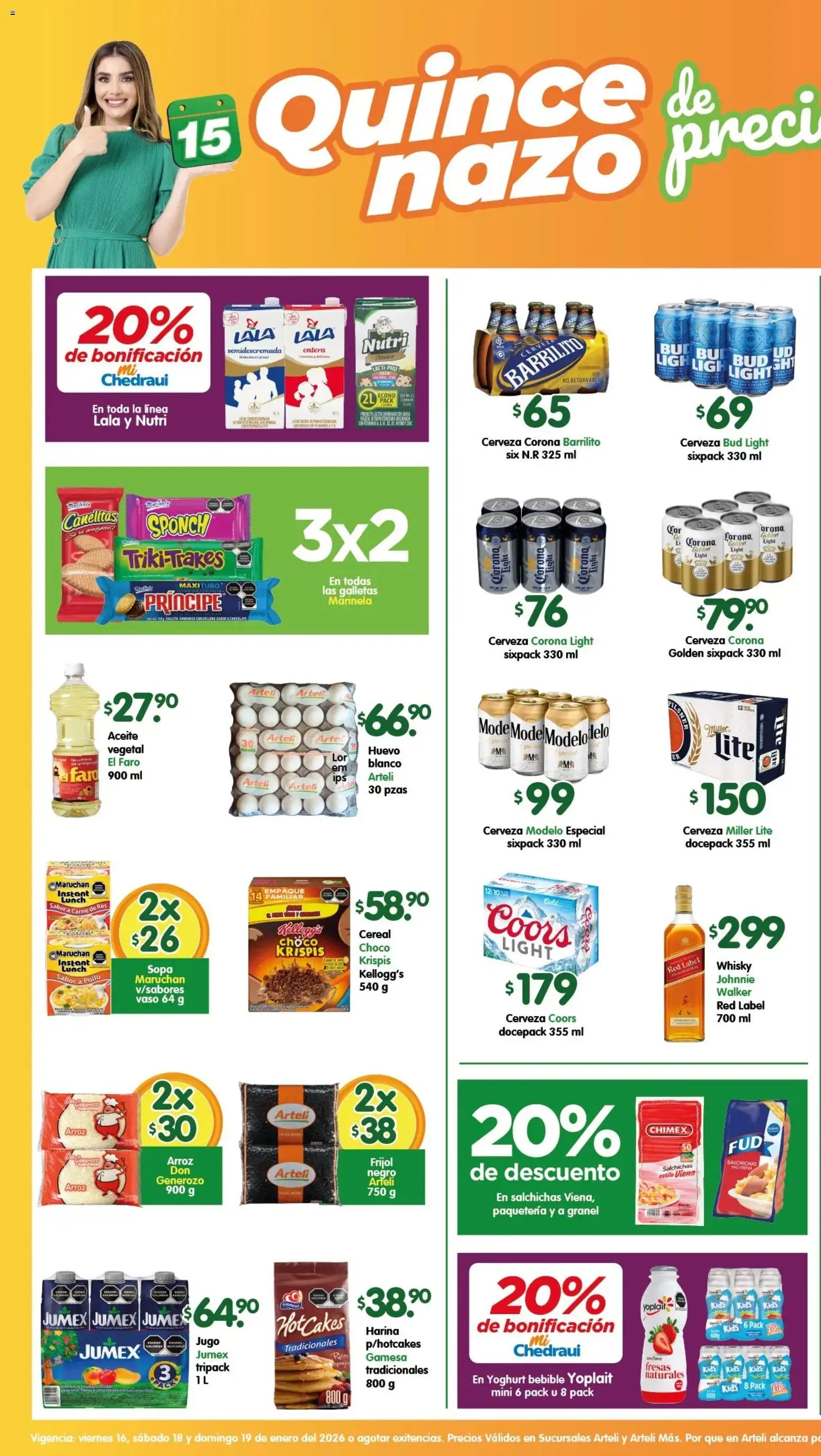 Vista previa las ofertas de la tienda Arteli - Folleto desde el 16/01/2026 - Pollo, Whisky, Fresas, Huevo, Jugo, Carne, Harina, Sopa