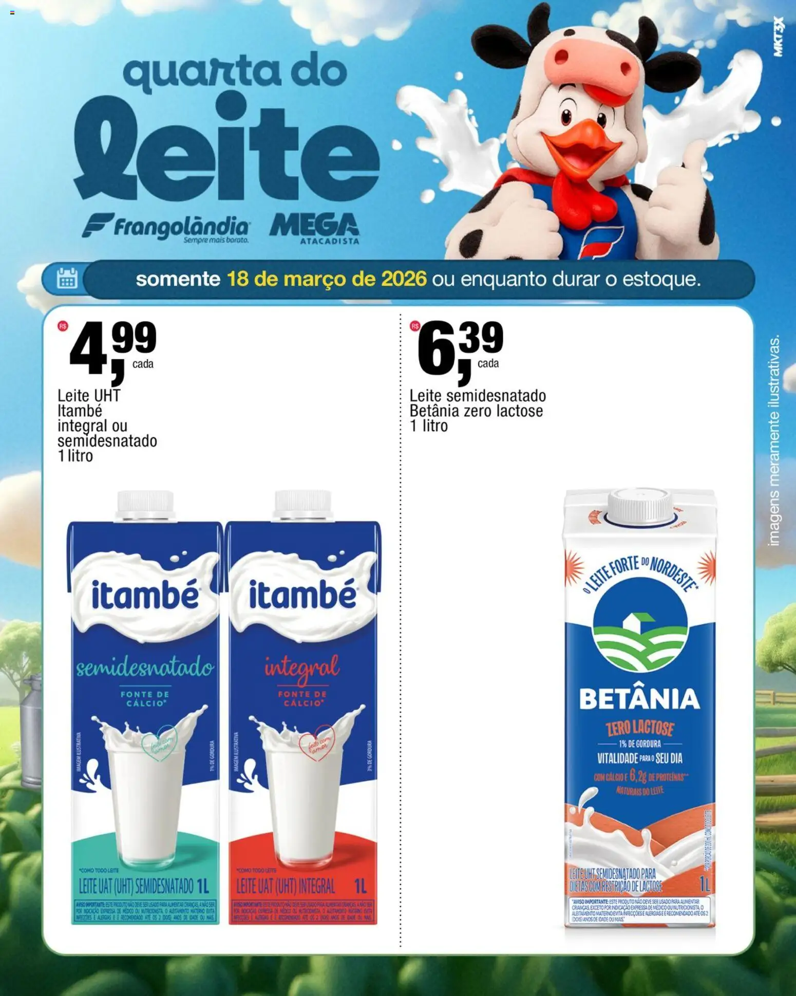 Pré-Visualização do folheto "Frangolândia ofertas Quarta do Leite" da loja Frangolândia válido a partir de 18/03/2026 - Leite, Cálcio, Leite semidesnatado