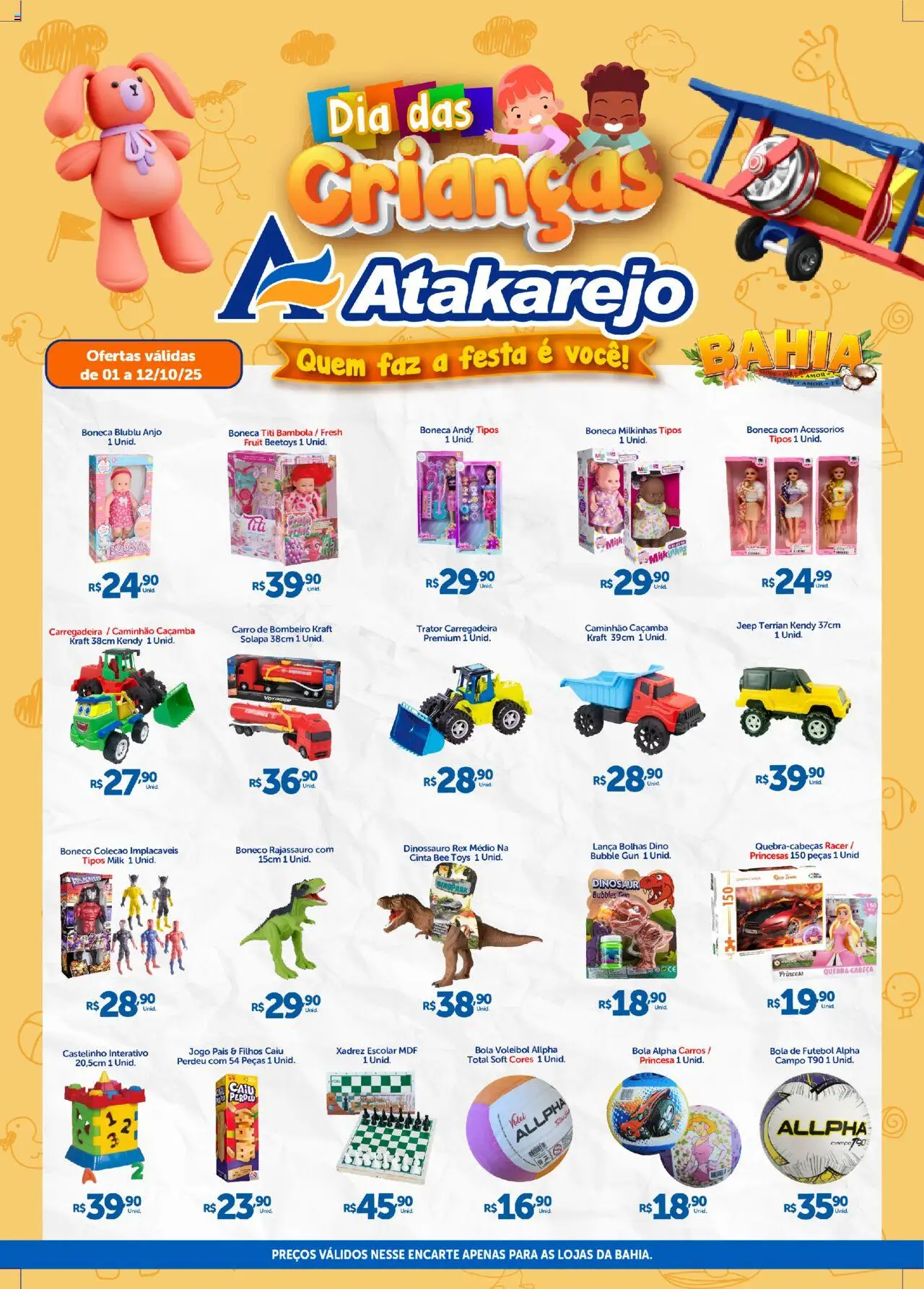 Atakarejo folheto "Encarte Especial Dia das Crianças" válido a partir de 01/10/2025 - número de página 1 - Boneca, Bola de futebol