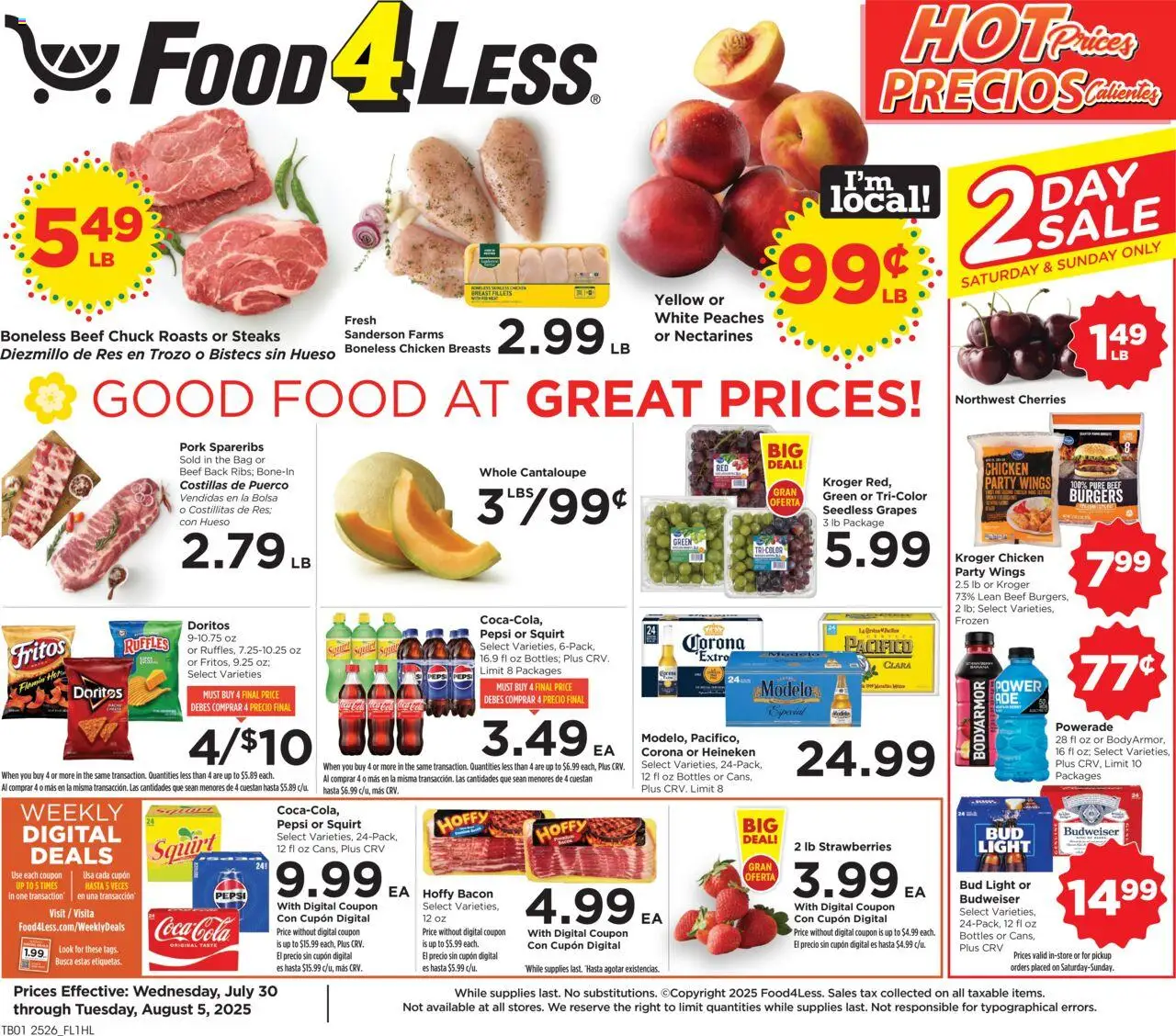 Food 4 Less Weekly Ad from 07/30/2025 - Flyer - Page number 1