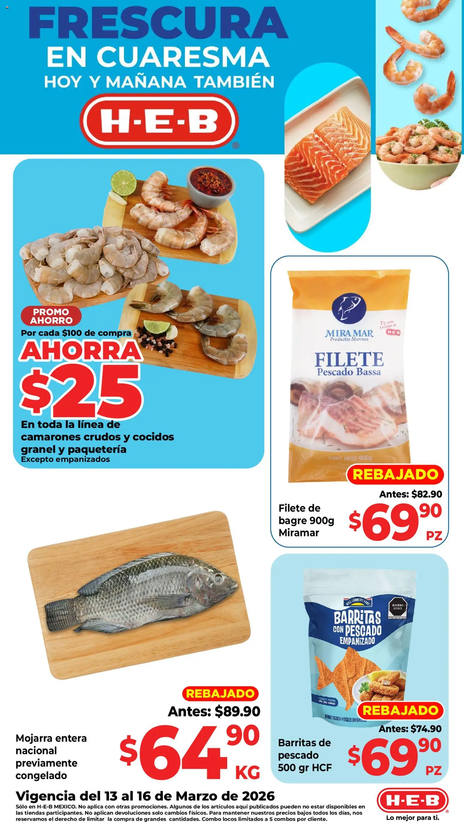 Vista previa las ofertas de la tienda H-E-B - H-E-B folleto desde el 13/03/2026 - Camarones, Filete