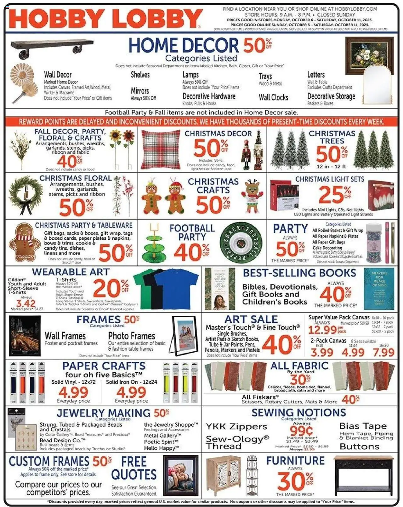 Hobby Lobby Weekly ad from 10/05/2025 - Sales ad this week - Page number 1