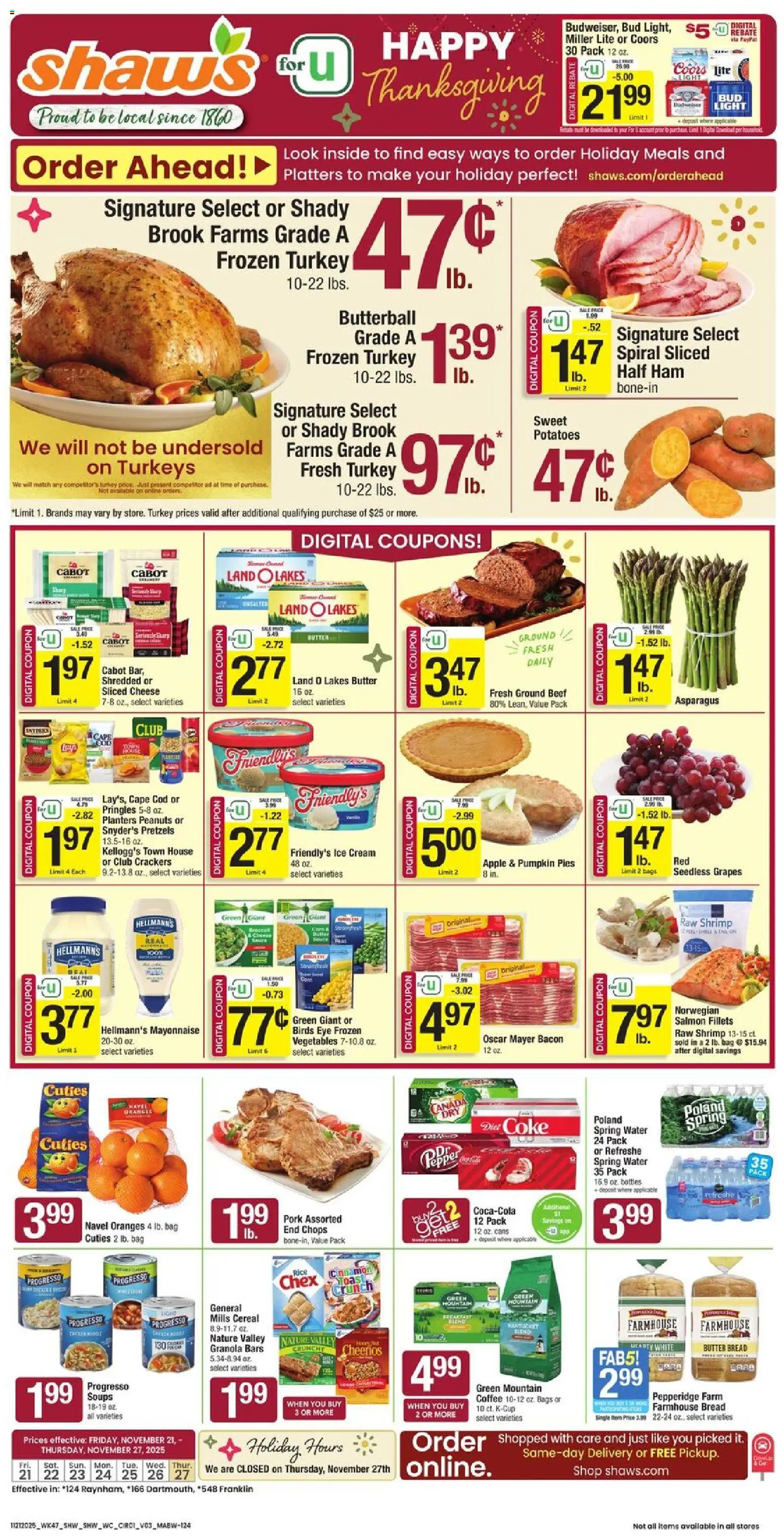Ad Preview of Shaw's Weekly Ad from 11/21/2025