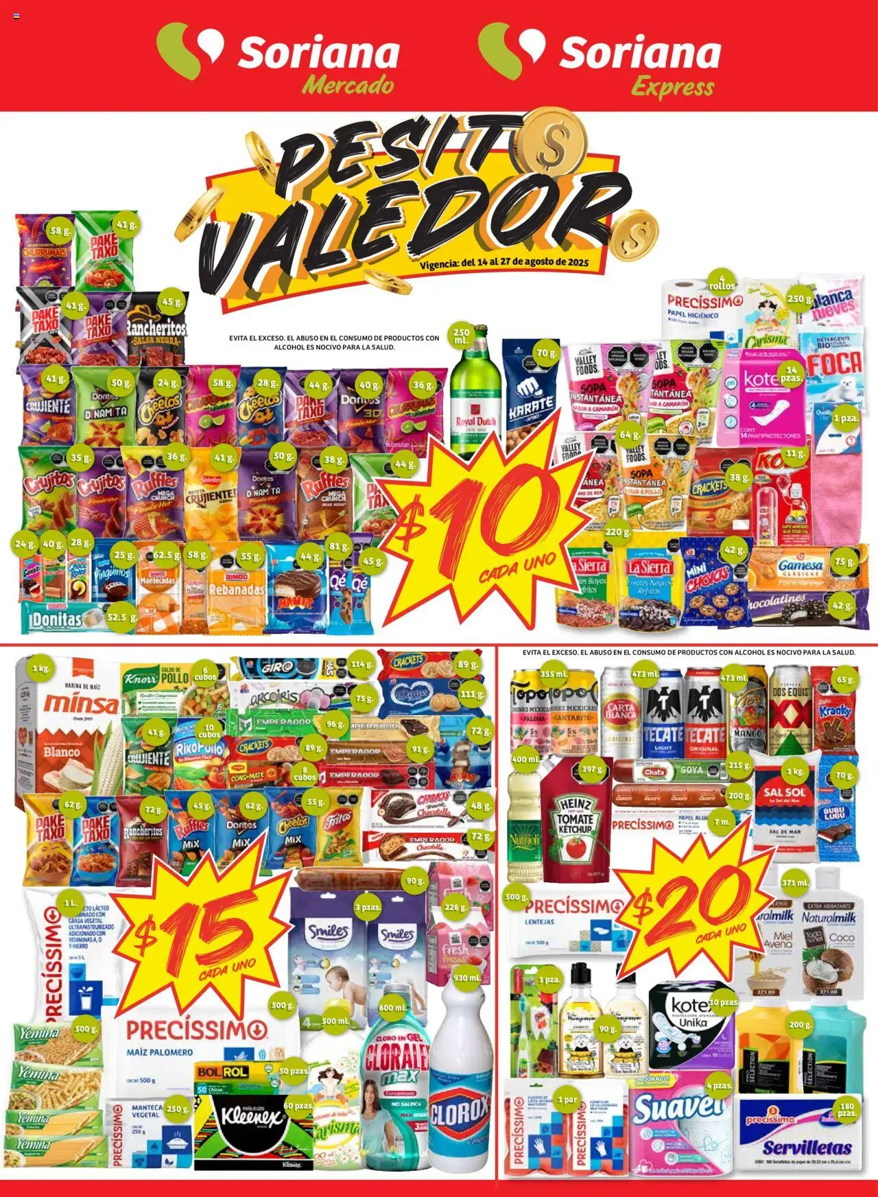 Pesito Valedor Mercado: BCS, Jal, Nay, Sin y Son Soriana y sus promociones válidas desde el 14/08/2025 - Número de página 1