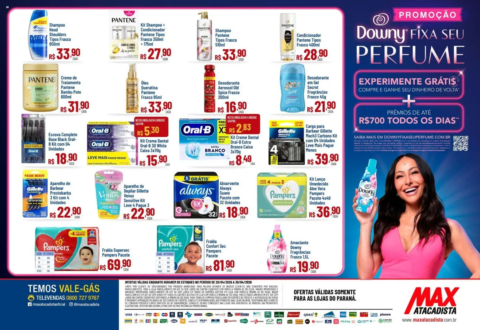 Pré-Visualização do folheto "Max Atacadista ofertas Higiene e Limpeza" da loja Max Atacadista válido a partir de 20/04/2026 - Absorvente, Desodorante, Pneus, Base, Pampers, Amaciante, Aloe Vera, Lenço