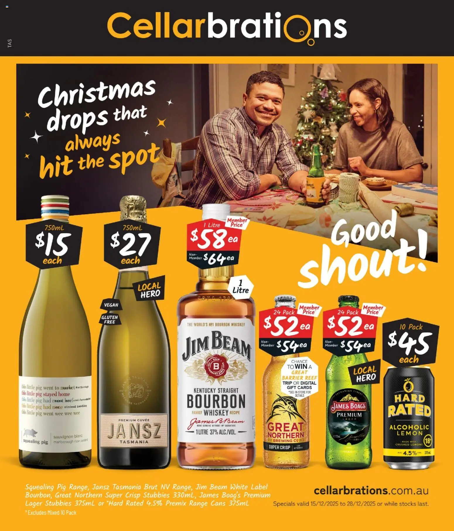 Preview of catalogue Catalogue TAS from shop Cellarbrations valid 15/12/2025 - Jim Beam, Beef, Bourbon, Whiskey, Lemon, Digital, Lemons