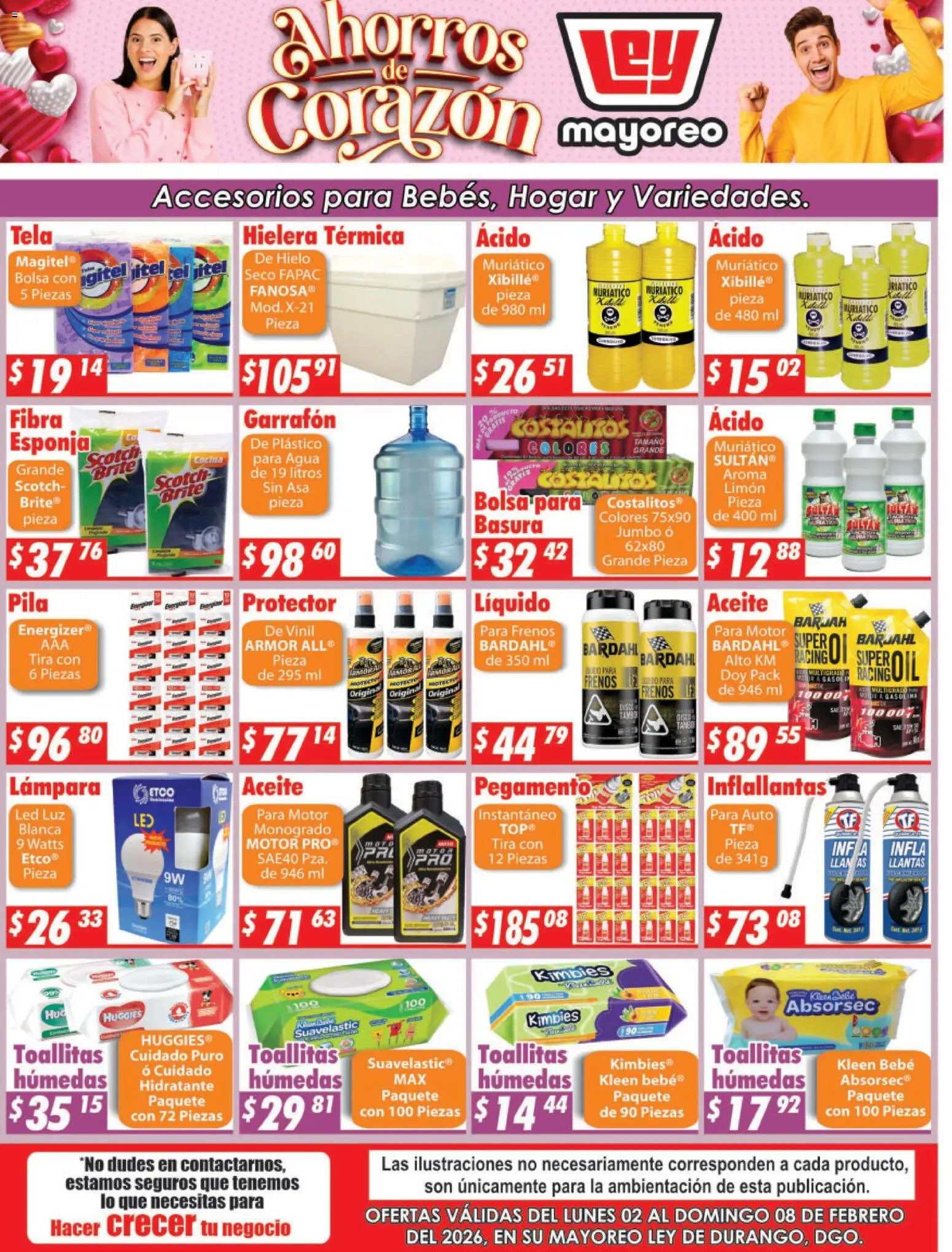 Vista previa las ofertas de la tienda Casa Ley - Folleto Durango desde el 02/02/2026 - Agua, Bolsa, Lámpara, Hielera, Aceite, Esponja, Hielo, Pila