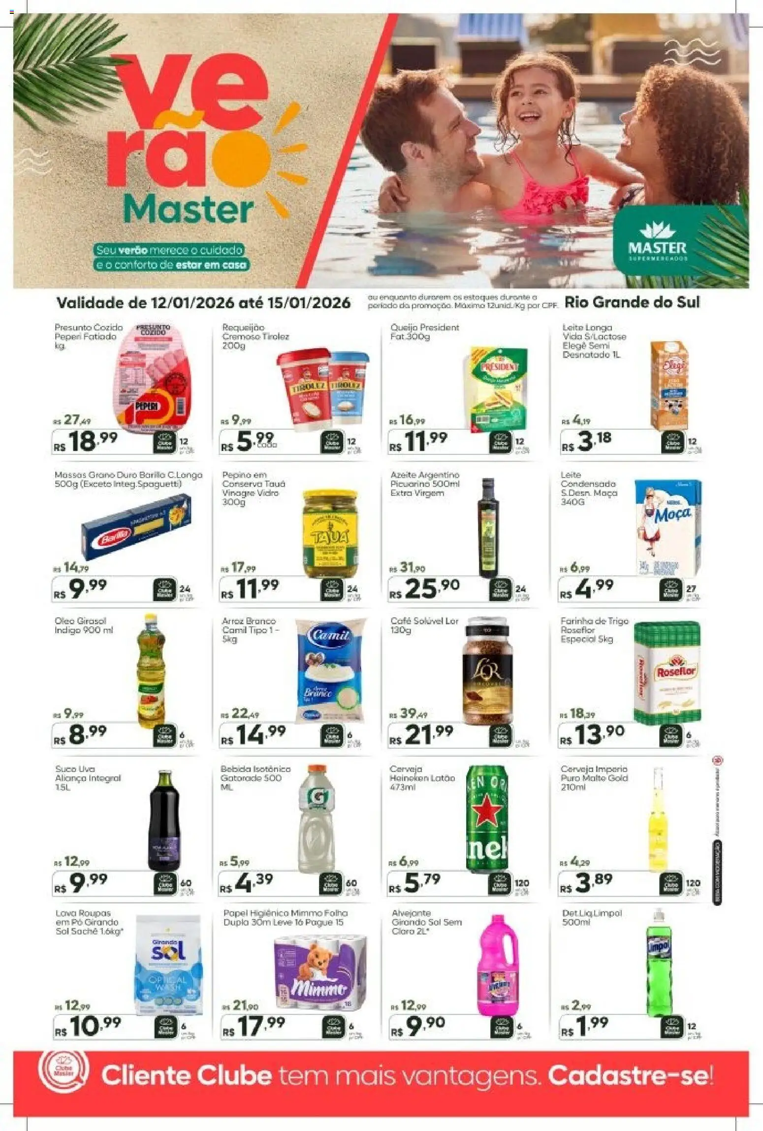 Pré-Visualização do folheto "Ofertas da semana" da loja Master válido a partir de 12/01/2026 - Cerveja, Uva, Arroz, Bebida, Azeite, Papel higiênico, Cloro, Alvejante