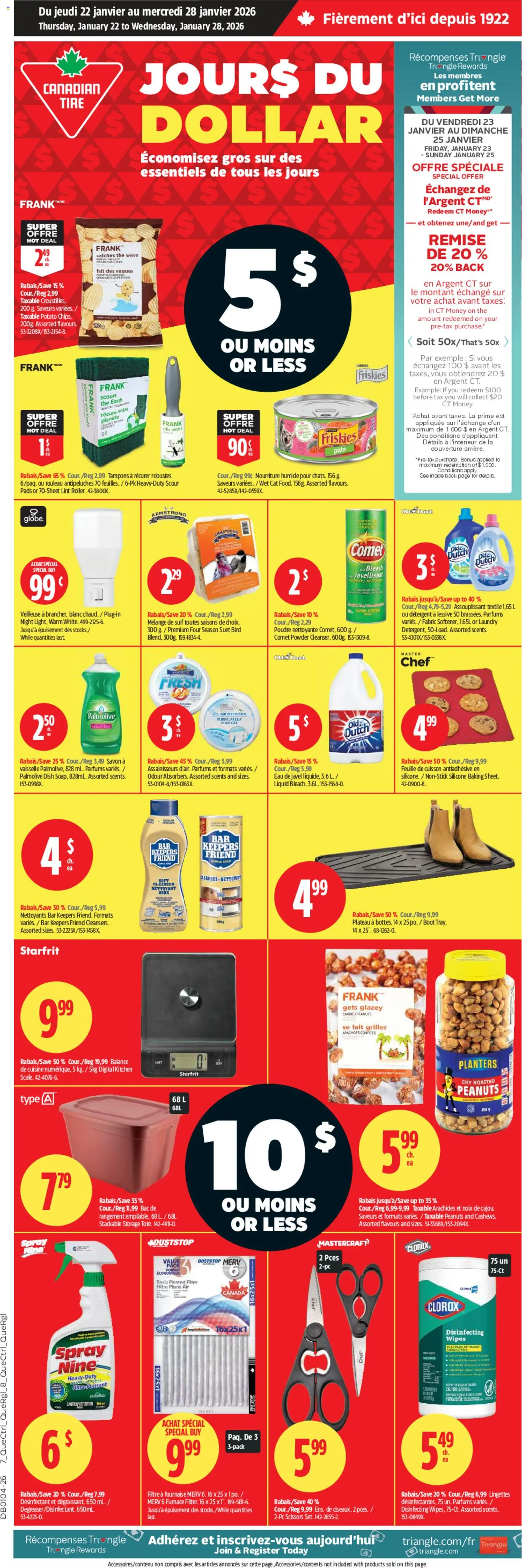 Preview of leaflet Jour$ du Dollar from shop Canadian Tire is valid from Jan 22, 2026