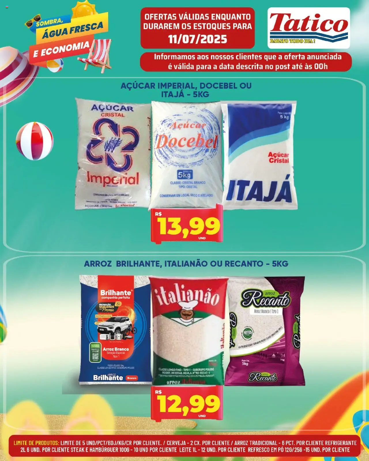 Tatico folheto "Ofertas do Dia" válido a partir de 11/07/2025 - número de página 1 - Pó, Refresco, Leite, Cerveja, Arroz, Água, Hambúrguer, Refrigerante