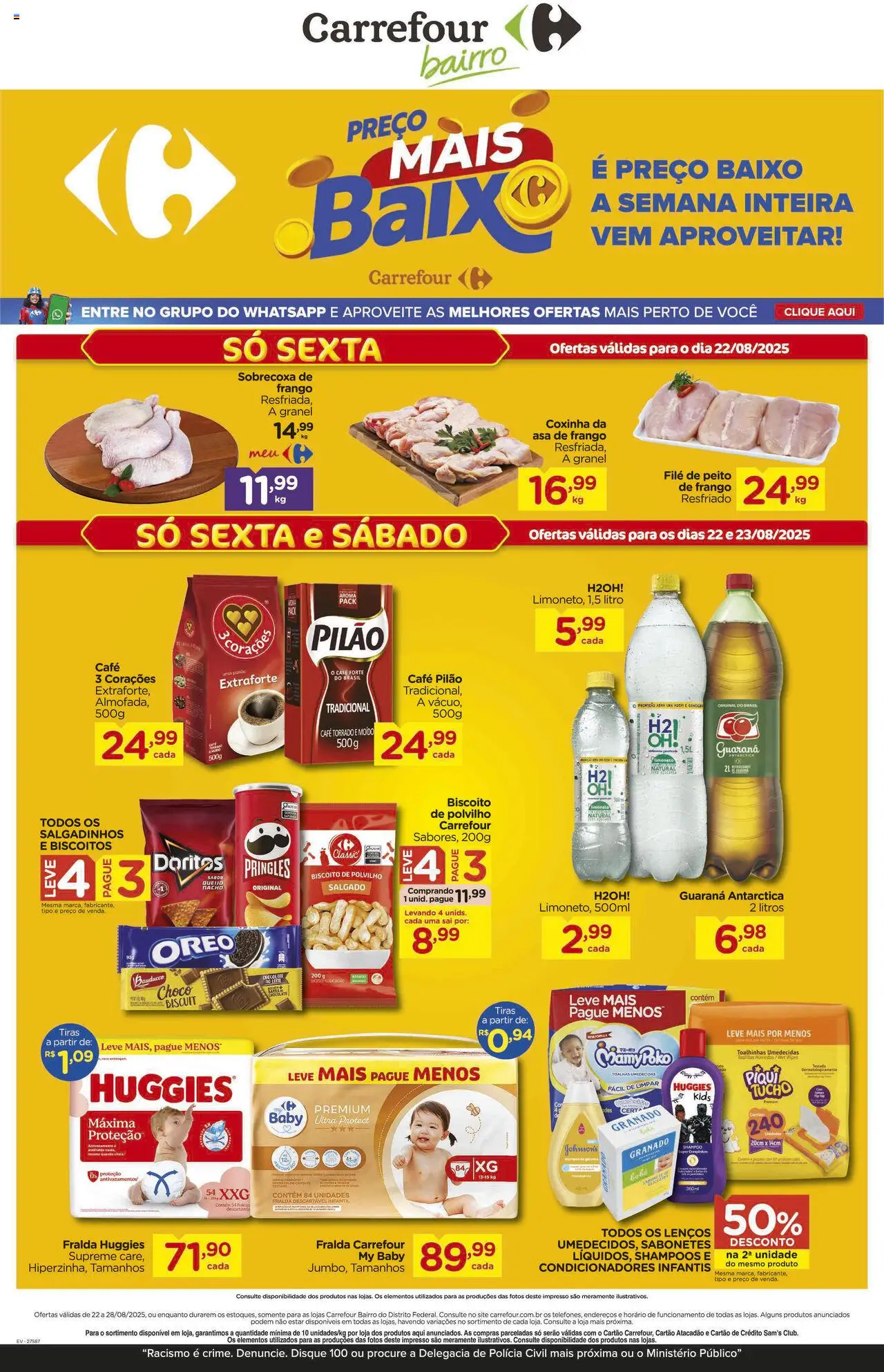 Carrefour Bairro folheto "Ofertas da semana" válido a partir de 22/08/2025 - número de página 1 - Café, Chocolate, Shampoo, Salgadinhos, Biscoito, Biscoitos, Baixo, Asa de frango