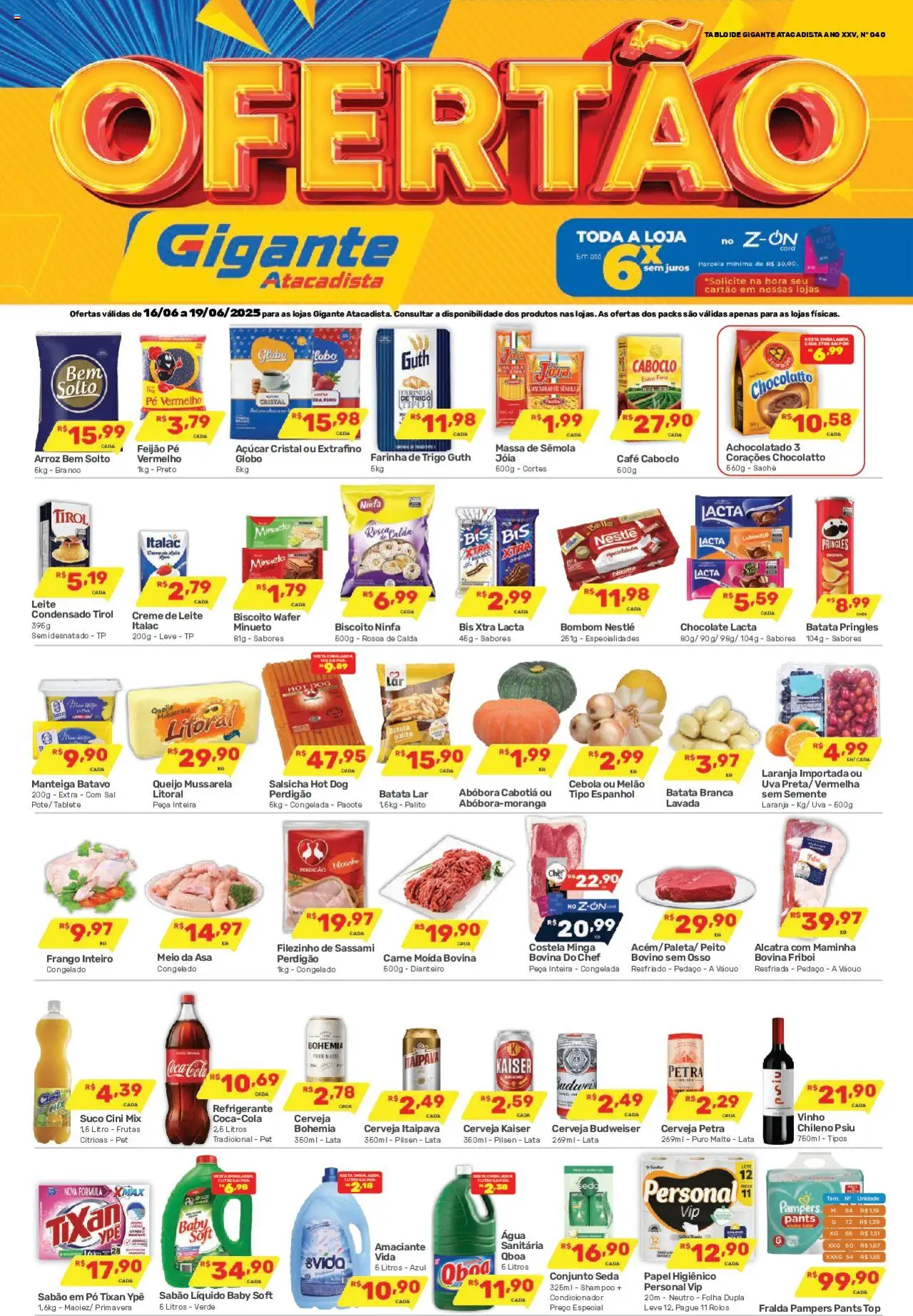 Gigante Atacadista folheto "Ofertas da semana" válido a partir de 16/06/2025 - número de página 1 - Feijão, Farinha, Cola, Suco, Massa, Água, Açúcar, Papel higiênico