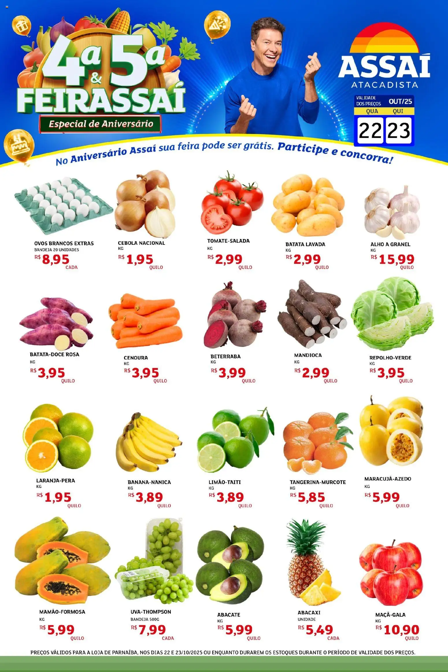 Assaí Atacadista folheto "Encarte - PI" válido a partir de 22/10/2025 - número de página 1 - Abacaxi, Batata, Beterraba, Abacate, Cenoura, Mandioca, Cebola, Alho