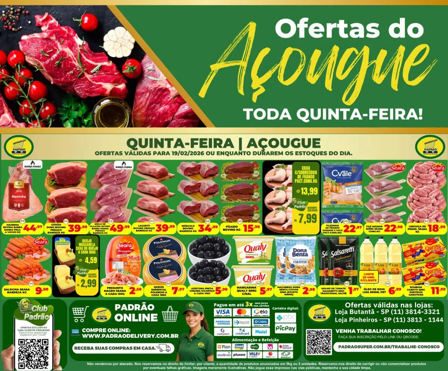 Pré-Visualização do folheto "Ofertas do Açougue" da loja Supermercado Padrão válido a partir de 19/02/2026