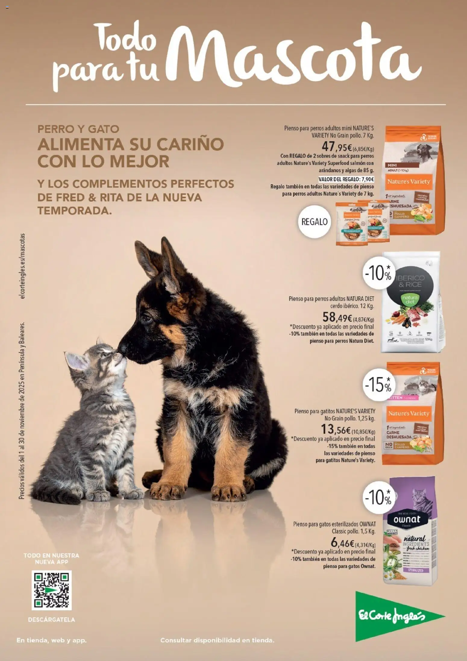 Vista previa las ofertas de la tienda El Corte Inglés - Catálogo Mascota Noviembre desde el 01/11/2025 - Pollo, Arándanos, Carne, Cerdo, Salmón