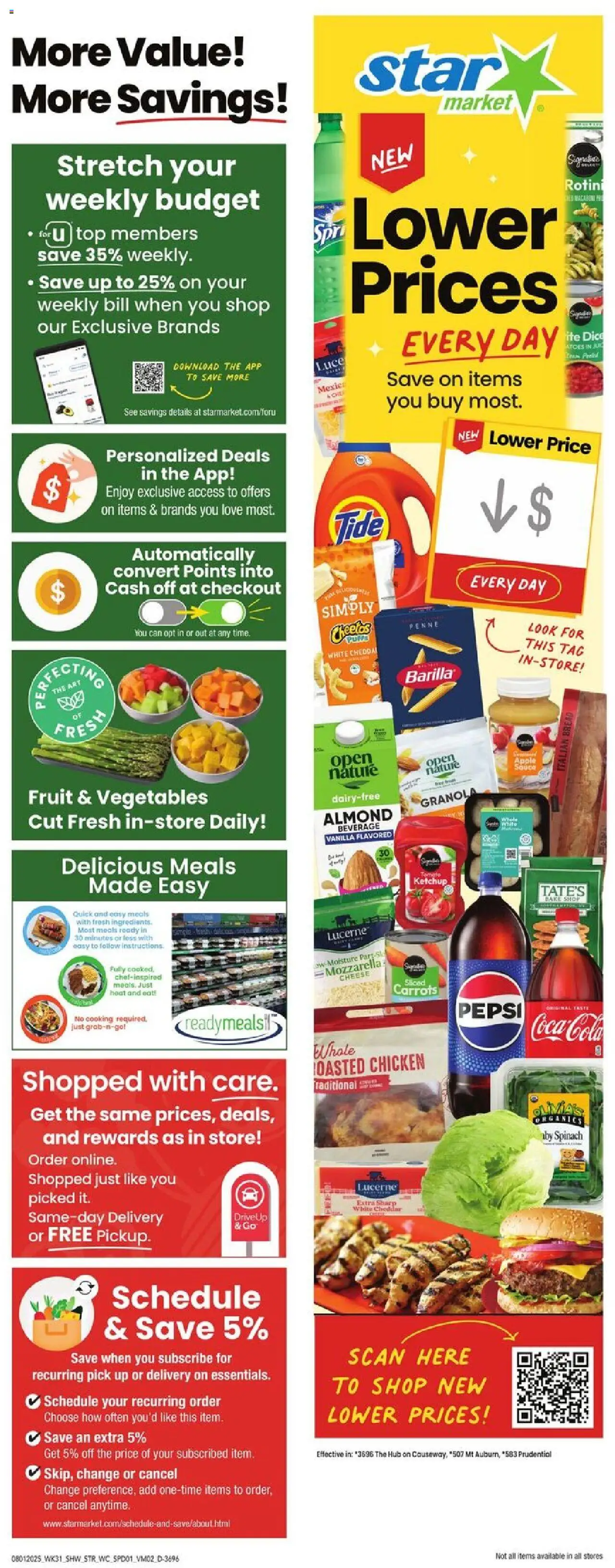 Star Market Weekly Ad - MA from 08/01/2025 - Flyer - Page number 1 - Fruit, Cheese, Bread, Hub, Carrots, Spinach, Vanilla, Ketchup