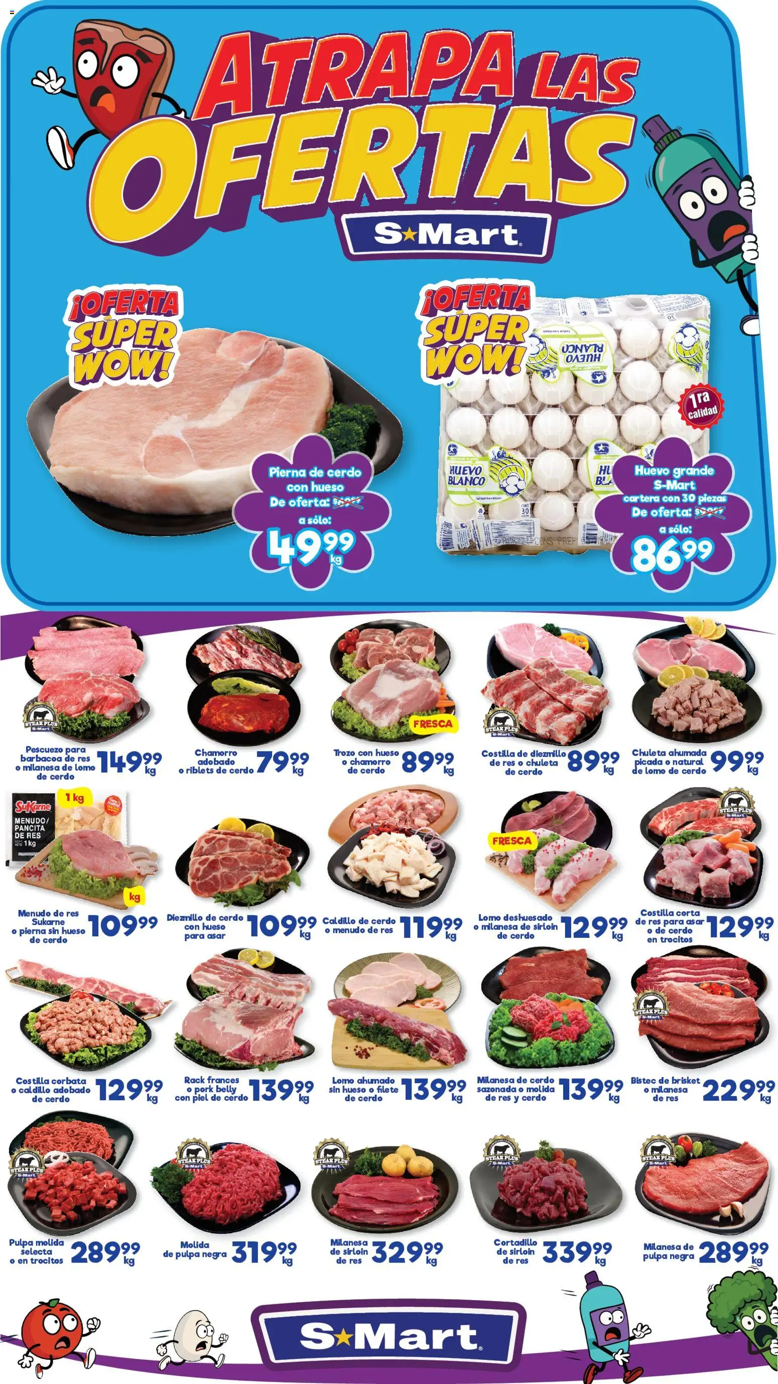 Vista previa las ofertas de la tienda S-Mart - Folleto Ofertas de Feria Chihuahua desde el 20/01/2026 - Huevo, Bistec, Milanesa, Chamorro, Corbata, Chuleta ahumada, Res, Chuleta de cerdo