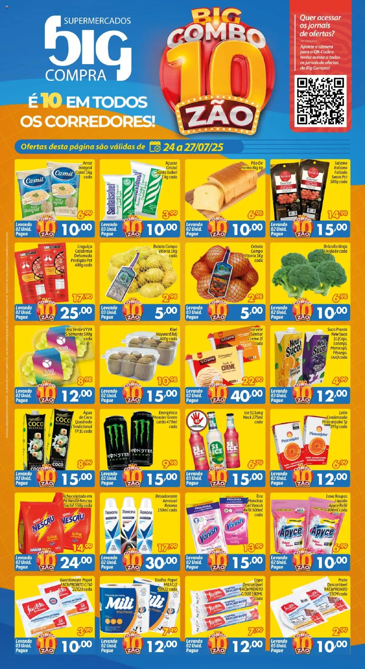 Big Compra folheto "Ofertas da semana" válido a partir de 24/07/2025 - número de página 1 - Desodorante, Leite, Açúcar, Nescau, Vanish, Cebola, Guardanapo, Toalhas de papel