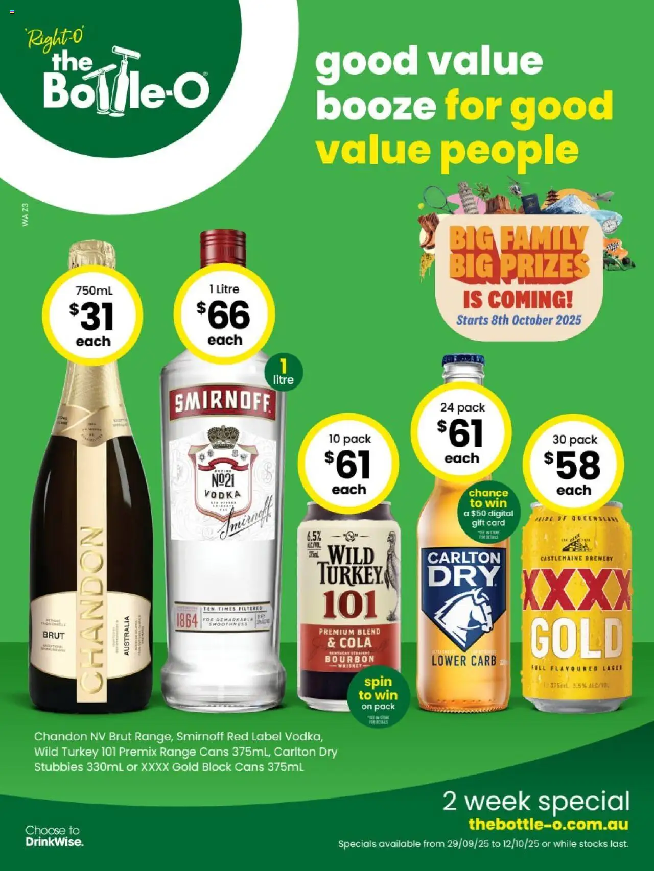 The Bottle-O catalogue valid from 29/09/2025 - page 1 - Bourbon, Vodka, Whiskey, Turkey, Digital