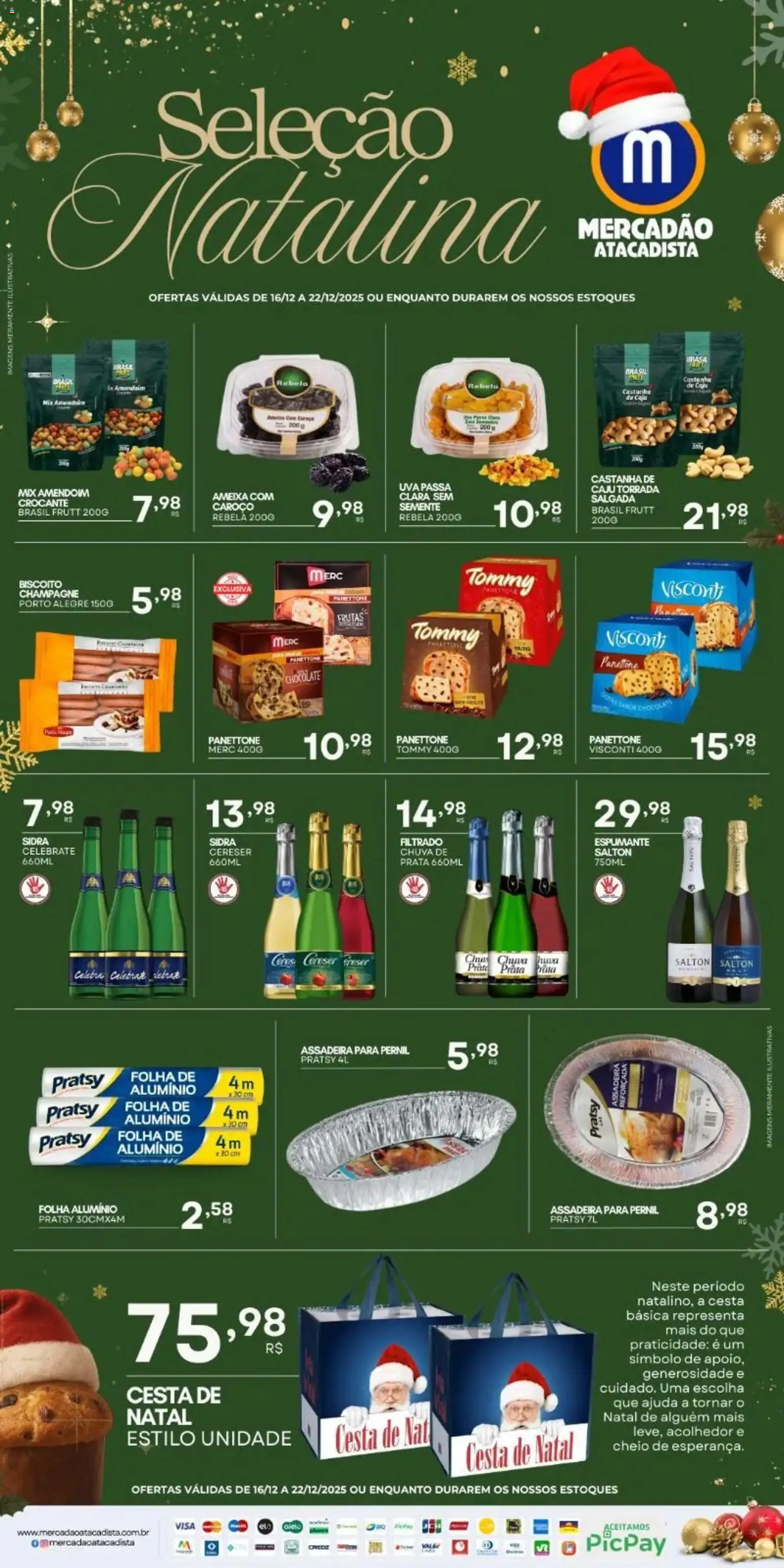 Pré-Visualização do folheto "Ofertas Seleção Natalina" da loja Mercadão Atacadista válido a partir de 16/12/2025