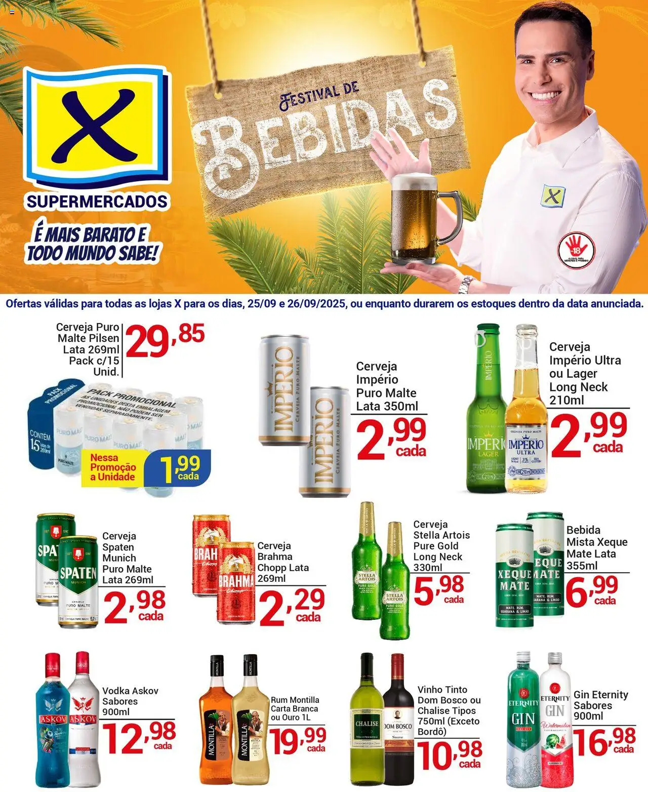 X Supermercados folheto "Ofertas Festival de Bebidas" válido a partir de 25/09/2025 - número de página 1