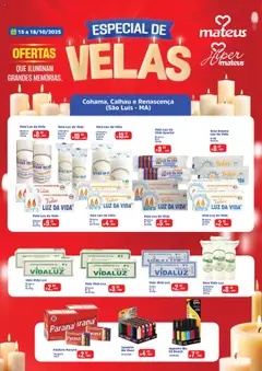 Pré-Visualização do folheto "Ofertas Especial de Velas" da loja Mateus válido a partir de 15/10/2025