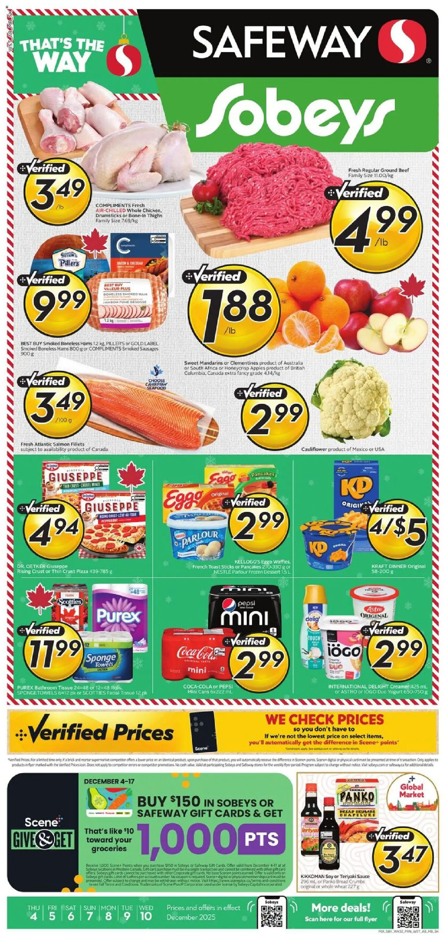 Preview of leaflet Weekly Flyer - SK from shop Safeway is valid from Dec 04, 2025 - Apples, Dessert, Bread, Salmon, Yogurt, Cauliflower, Towels, Cheddar