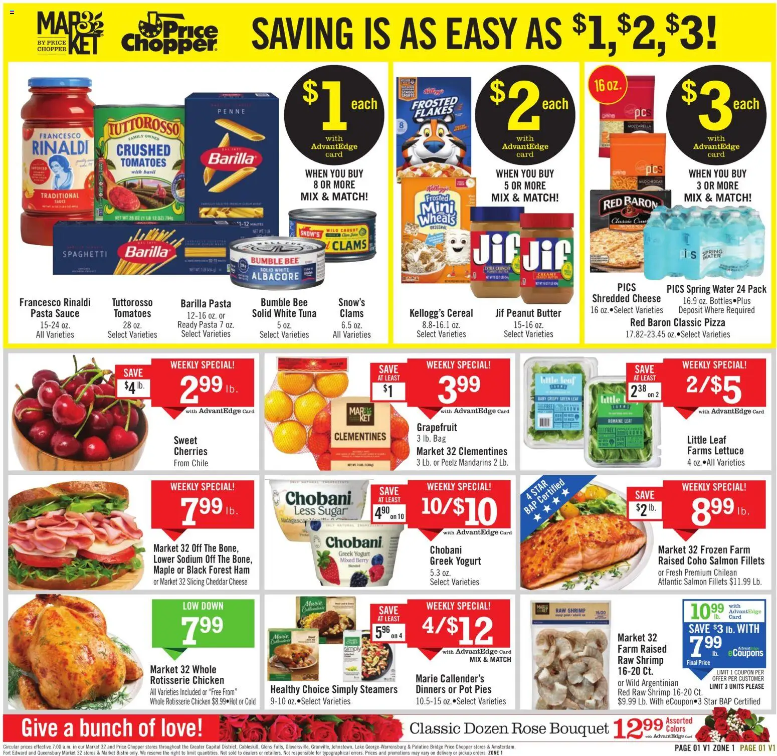 Ad Preview of Price Chopper Weekly Ad from 01/04/2026 - Water, Salmon, Shrimp, Tuna, Ham, Peanut butter, Mandarins, Romaine