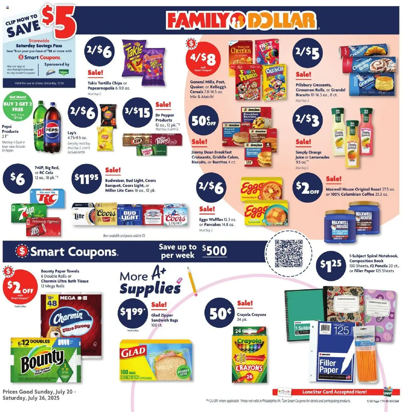 Family Dollar Weekly Ad from 07/20/2025 - Flyer - Page number 1