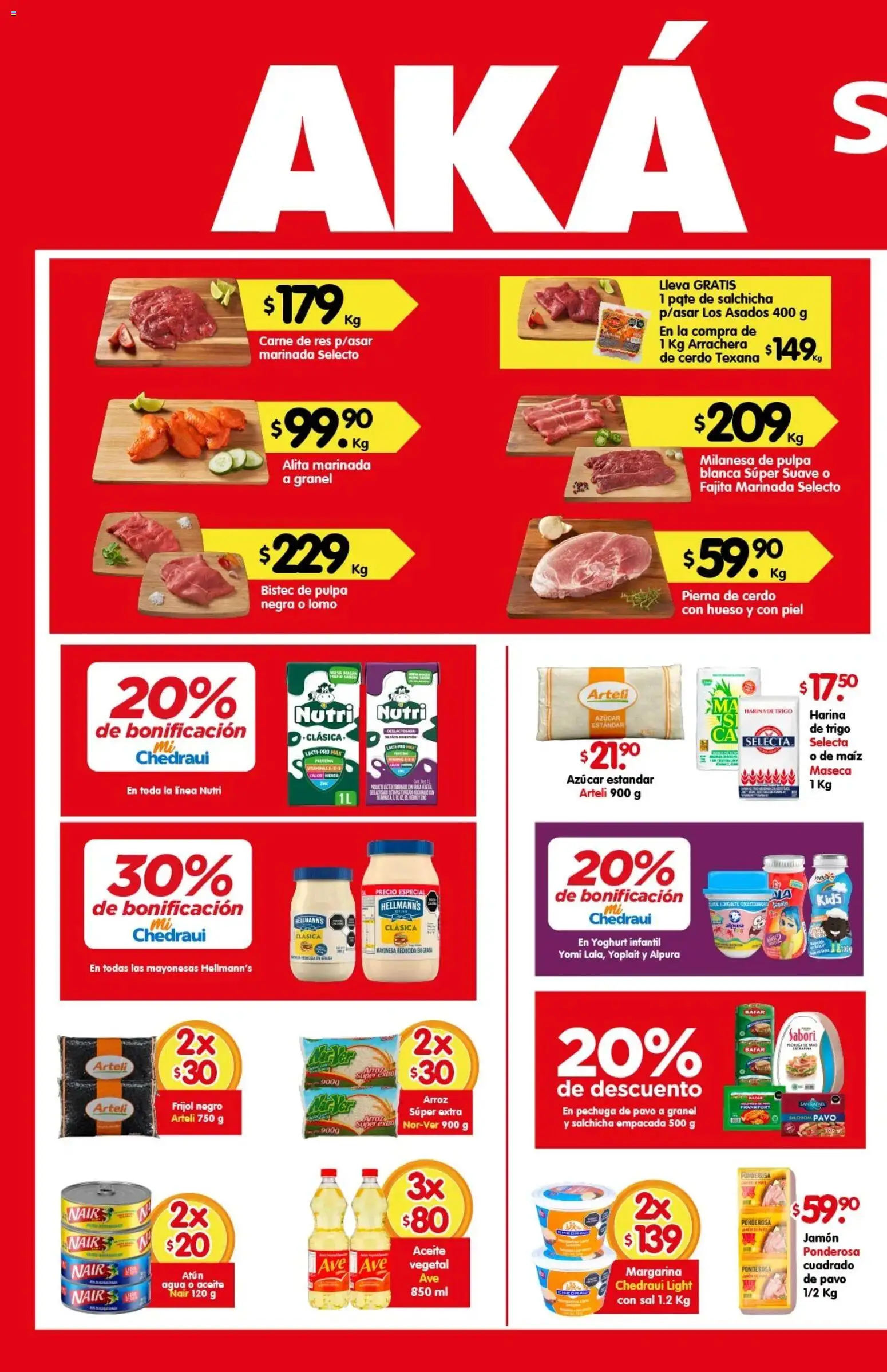 Vista previa las ofertas de la tienda Arteli - Arteli folleto Aká Superbodegas desde el 16/03/2026 - Agua, Maíz, Carne, Harina, Bistec, Pierna de cerdo, Margarina, Carne de res