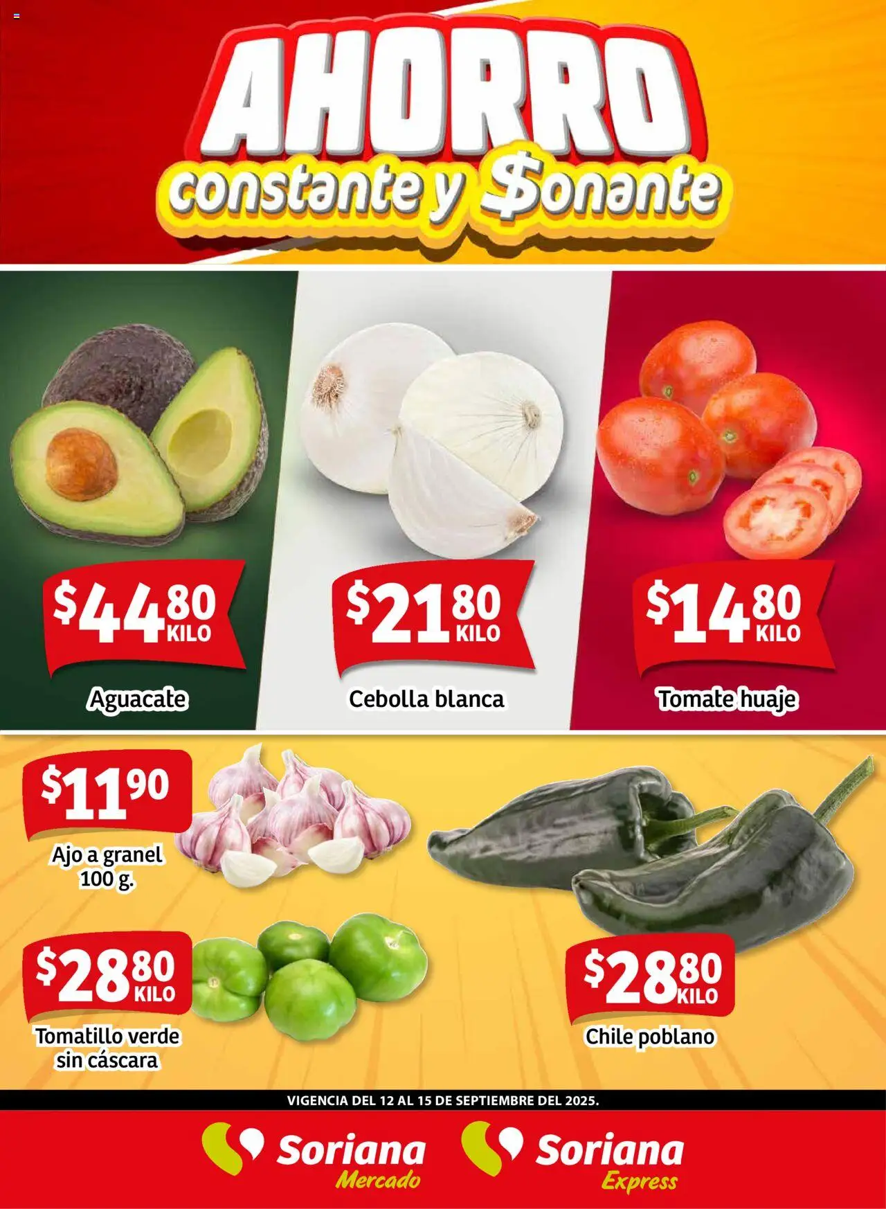 Fin de Semana Mercado: Ags, Nay, Jal, Qro, Col, Mich, Gto, Hgo, Tlax, Mor, Pue, Gro, Oax, Edo. de Mex, CDMX, Zac y SLP Soriana y sus promociones válidas desde el 12/09/2025 - Número de página 1