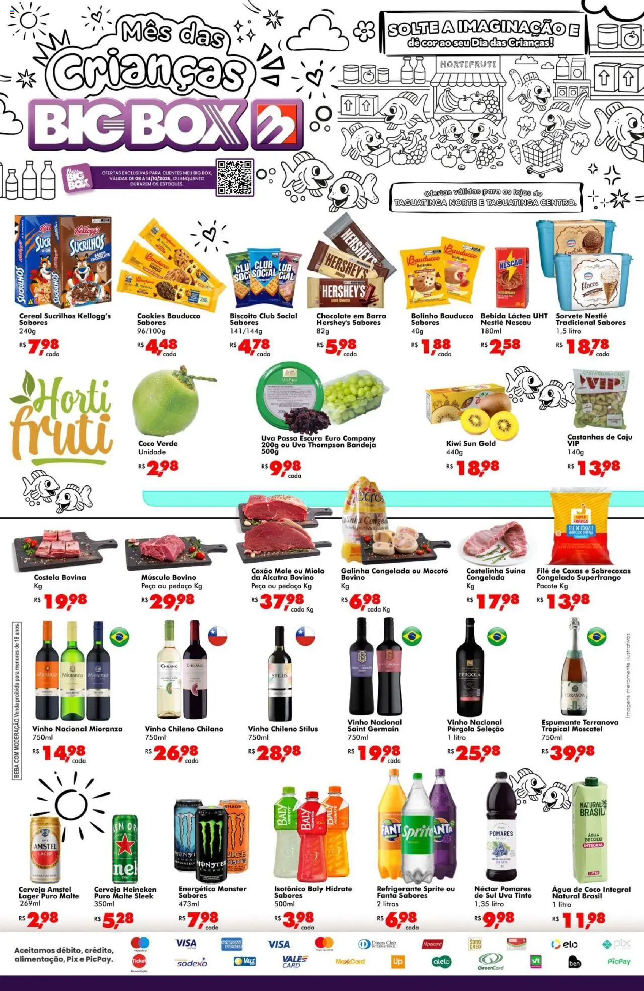 Big Box folheto "Ofertas da semana" válido a partir de 08/10/2025 - número de página 1 - Coco, Cerveja, Cookies, Água de coco, Uva, Biscoito, Castanhas, Espumante