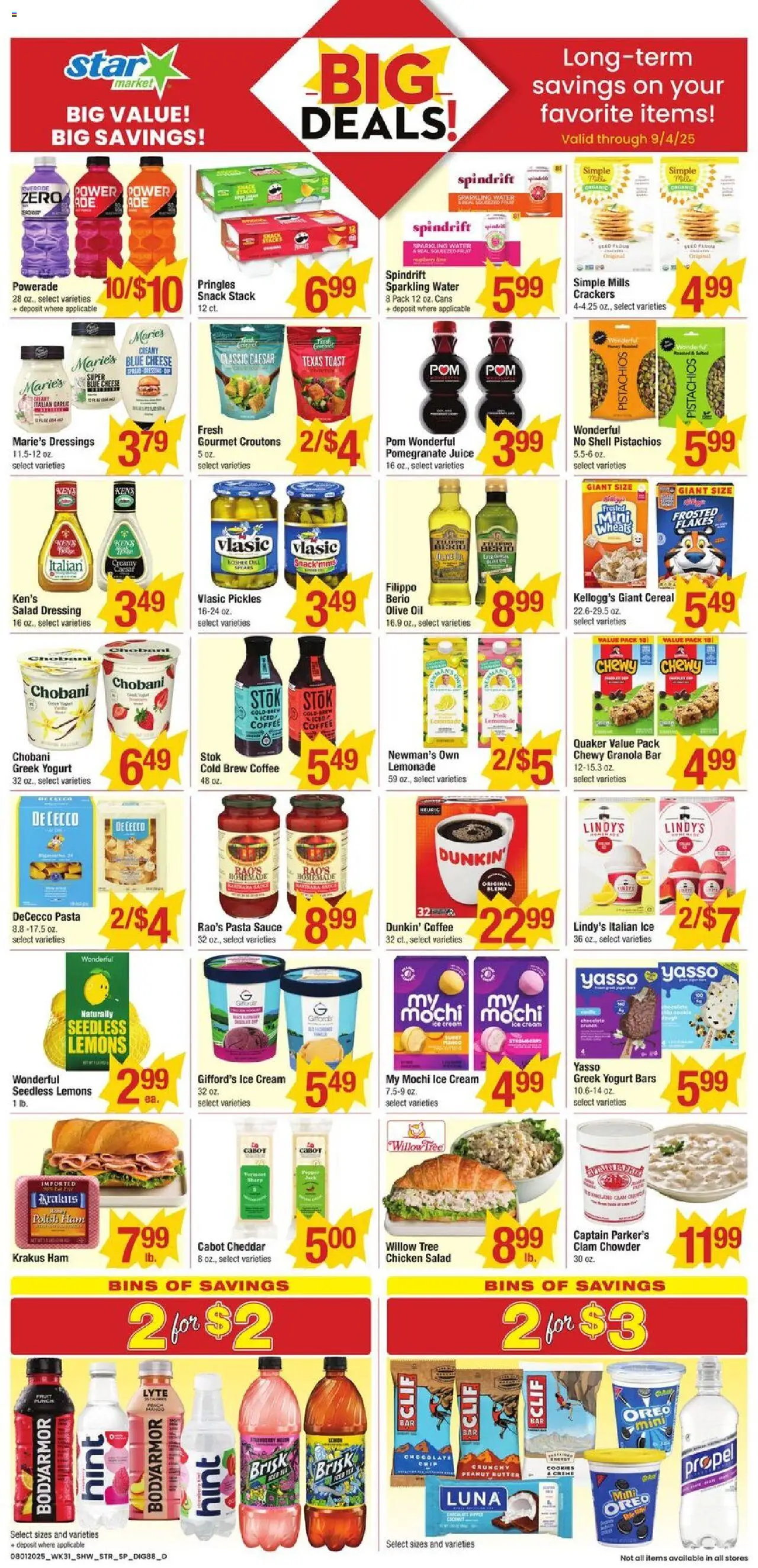 Star Market Additional Savings from 08/01/2025 - Flyer - Page number 1 - Coffee, Ice, Dressing, Juice, Pickles, Lemonade, Lemons, Chicken
