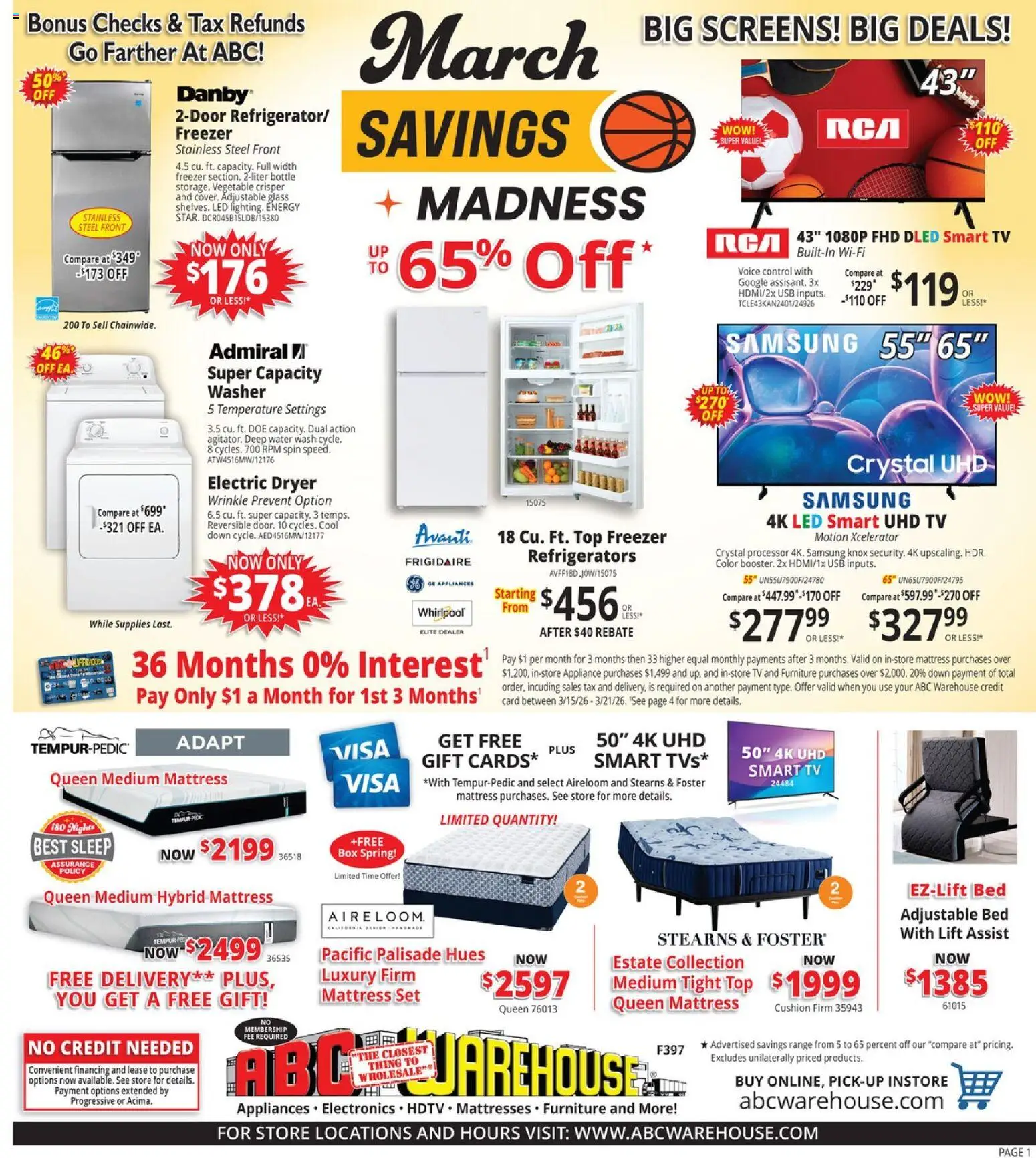 Ad Preview of ABC Warehouse ABC Warehouse Weekly Ad from 03/15/2026