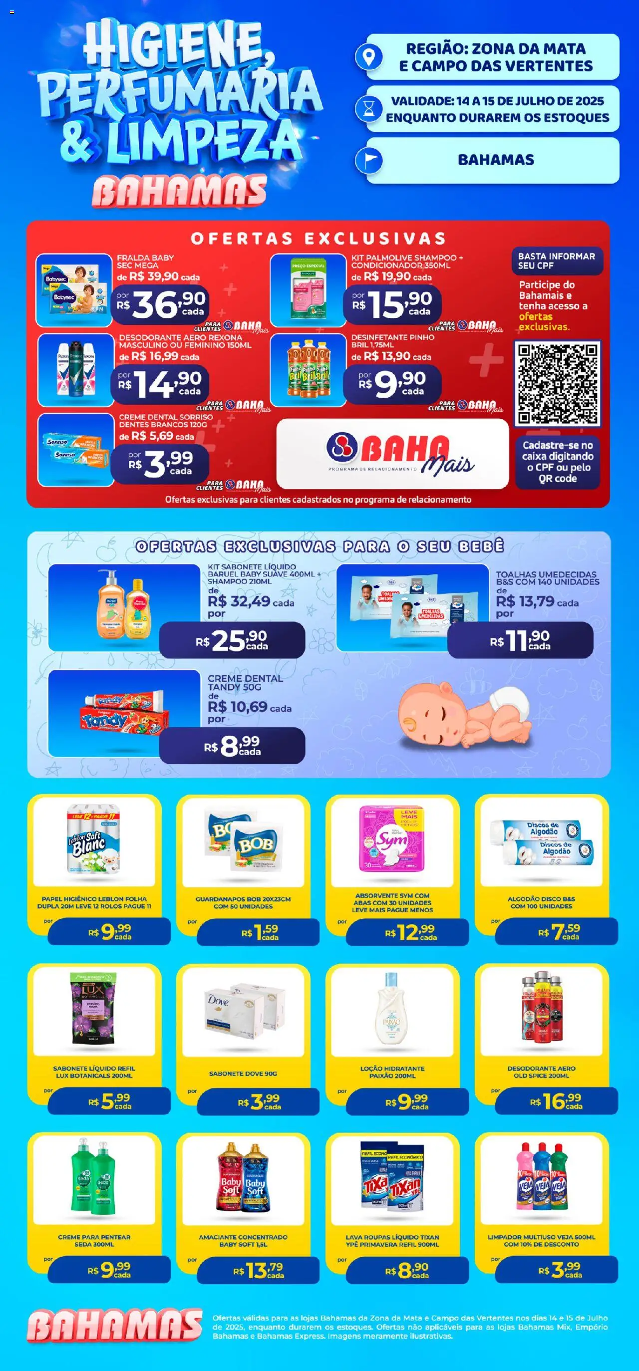 Bahamas Supermercados folheto "Ofertas Higiene e Limpeza" válido a partir de 14/07/2025 - número de página 1