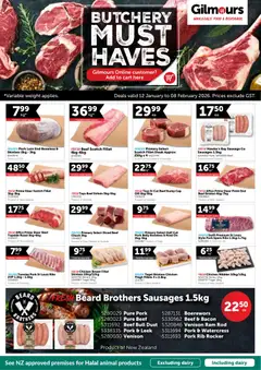 Preview of catalogue Butchery Must Haves from shop Gilmours valid 12 Jan 2026