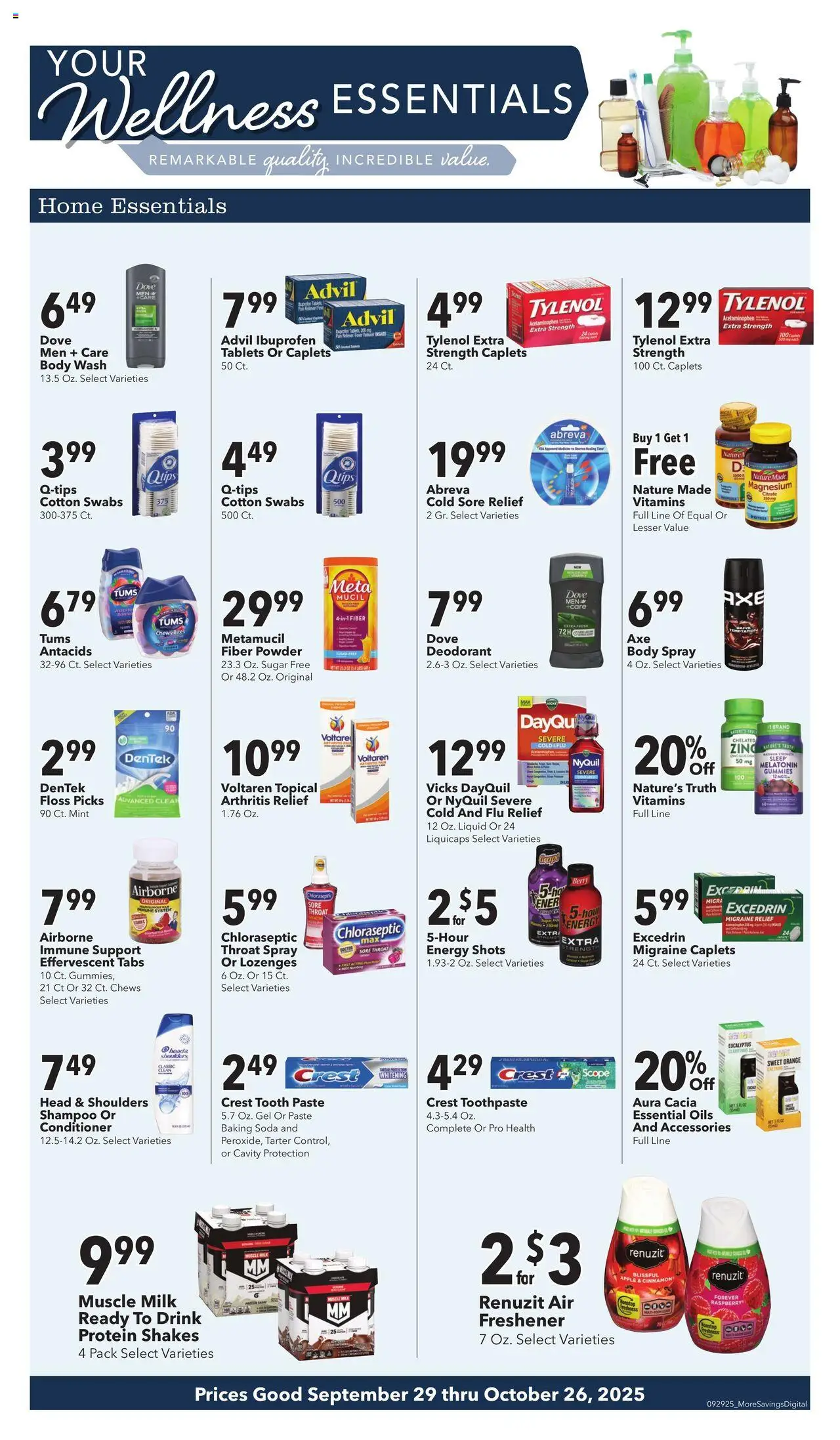 Ad Preview of Cash Wise More Savings from 09/29/2025 - Magnesium, Milk, Protein, Deodorant, Shampoo, Powder, Conditioner, Head & Shoulders