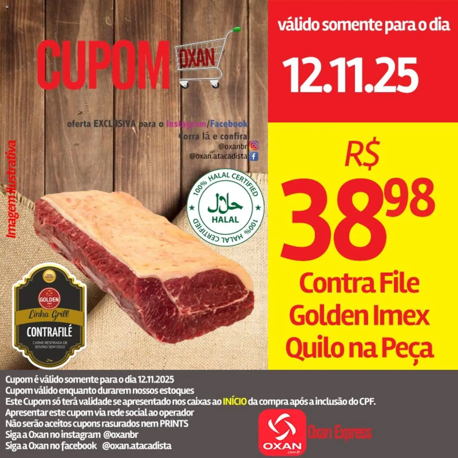 Pré-Visualização do folheto "Ofertas da semana" da loja Oxan Atacadista válido a partir de 12/11/2025 - Carne, Grill, Contra filé