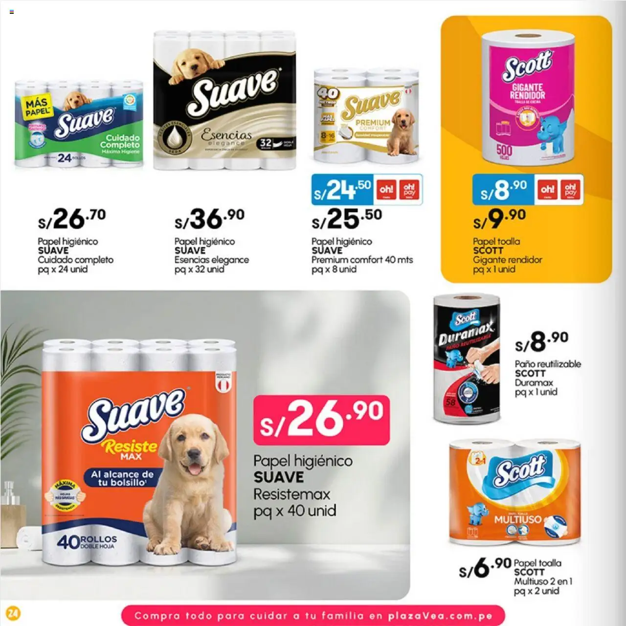 Plaza Vea Catálogo (02/06/2025 - 15/06/2025) - ofertas de hoy - número de página 24 - Papel higiénico, Toalla, Hoja