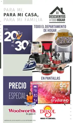 Vista previa las ofertas de la tienda Del Sol y Woolworth - Catálogo - Para mi casa desde el 28/08/2025 