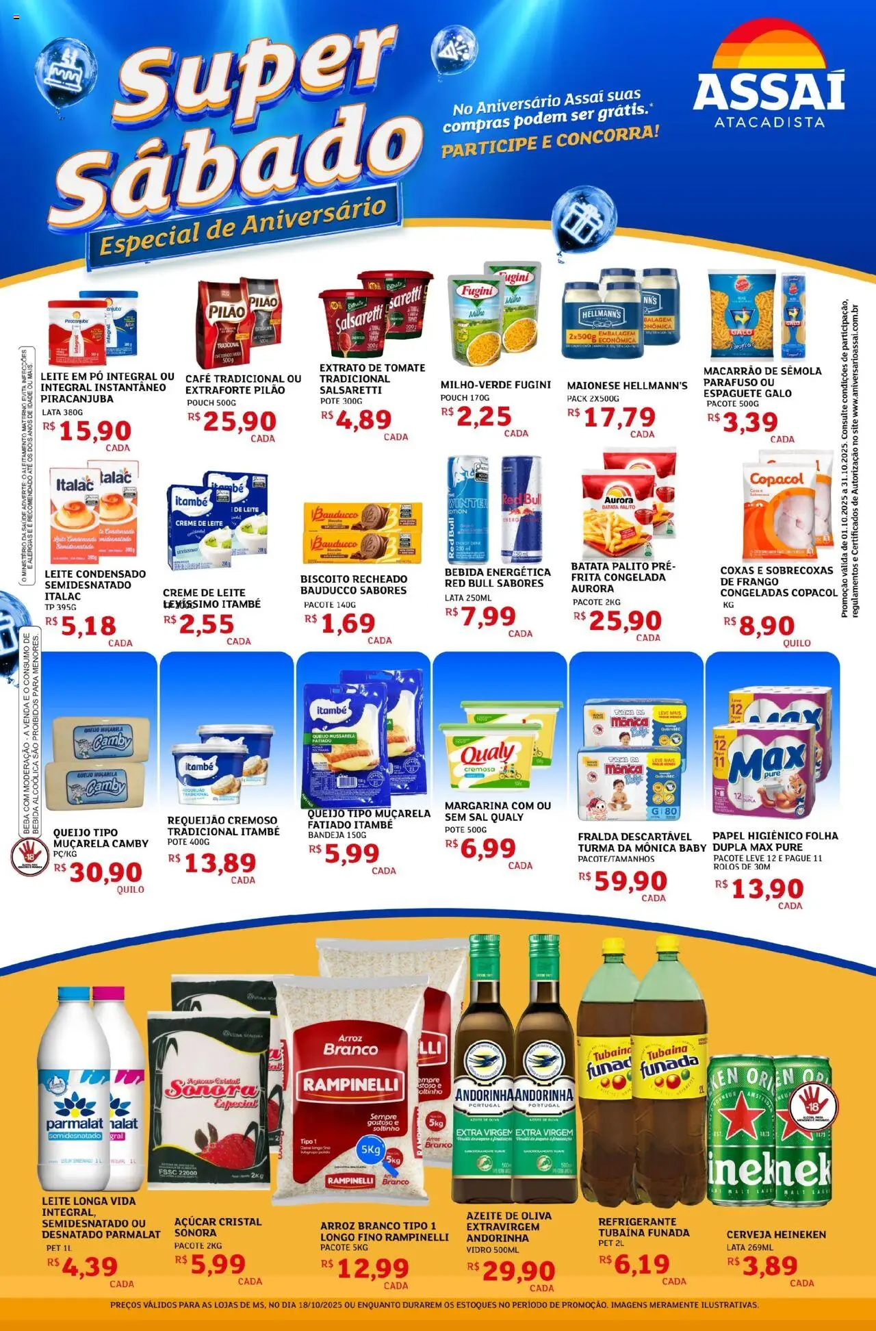 Assaí Atacadista folheto "Encarte - MS" válido a partir de 18/10/2025 - número de página 1 - Leite condensado, Mussarela, Papel higiênico, Requeijão, Queijo muçarela, Espaguete, Muçarela, Leite longa vida