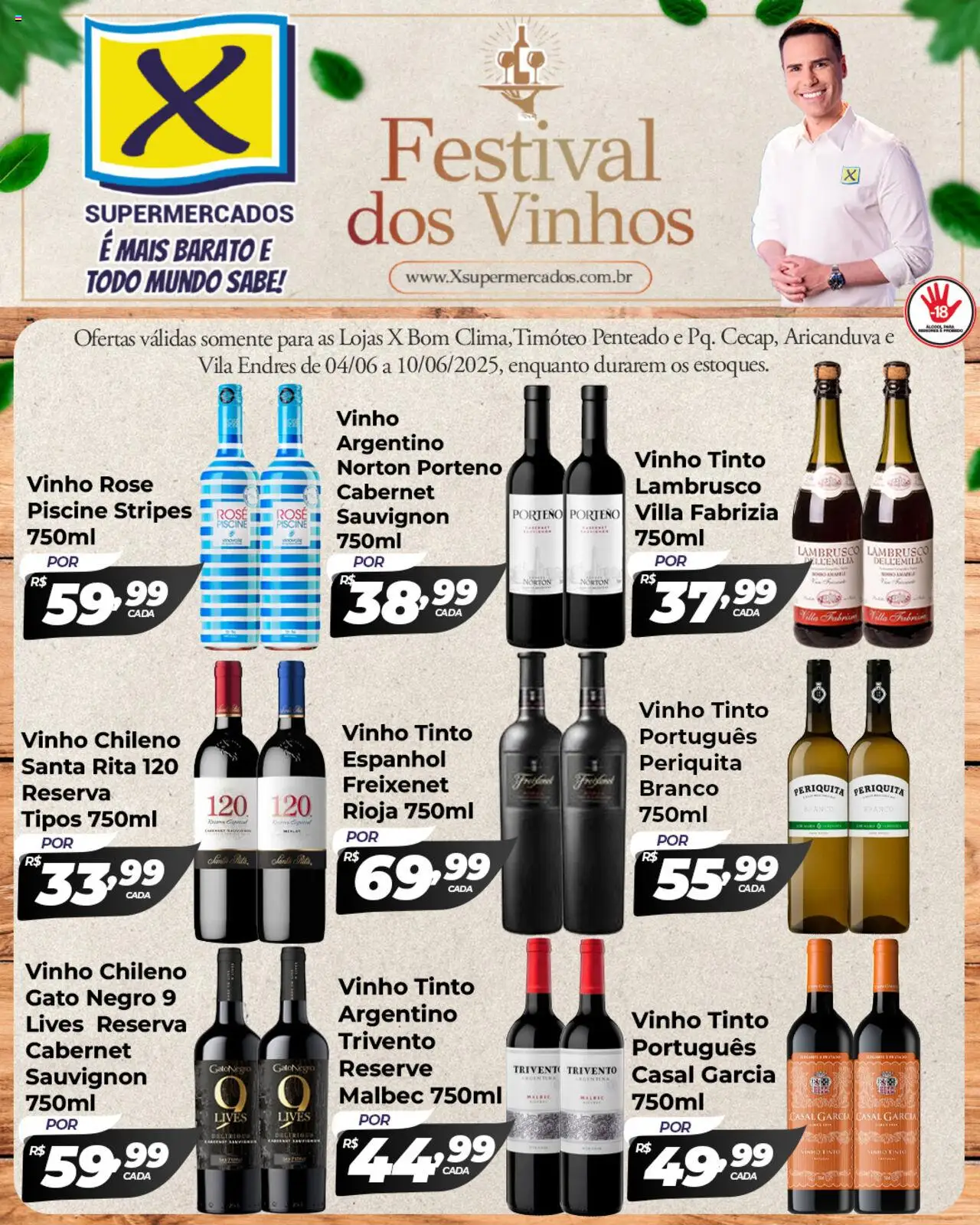 X Supermercados folheto "Ofertas Festival dos Vinhos" válido a partir de 04/06/2025 - número de página 1 - Vinho rosé, Vinho tinto, Vinho