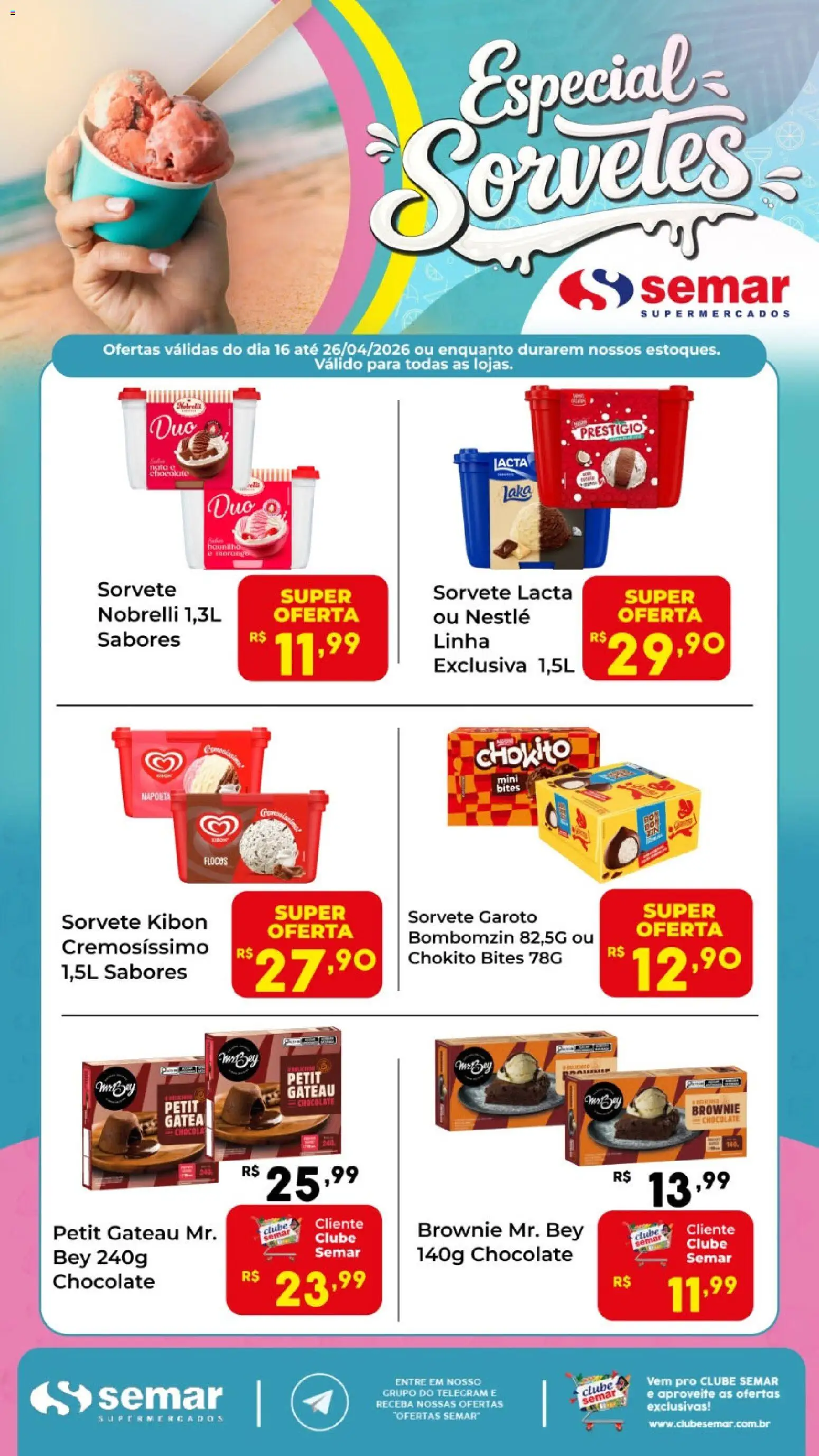 Pré-Visualização do folheto "Semar Supermercado ofertas Sorvetes" da loja Semar Supermercado válido a partir de 16/04/2026