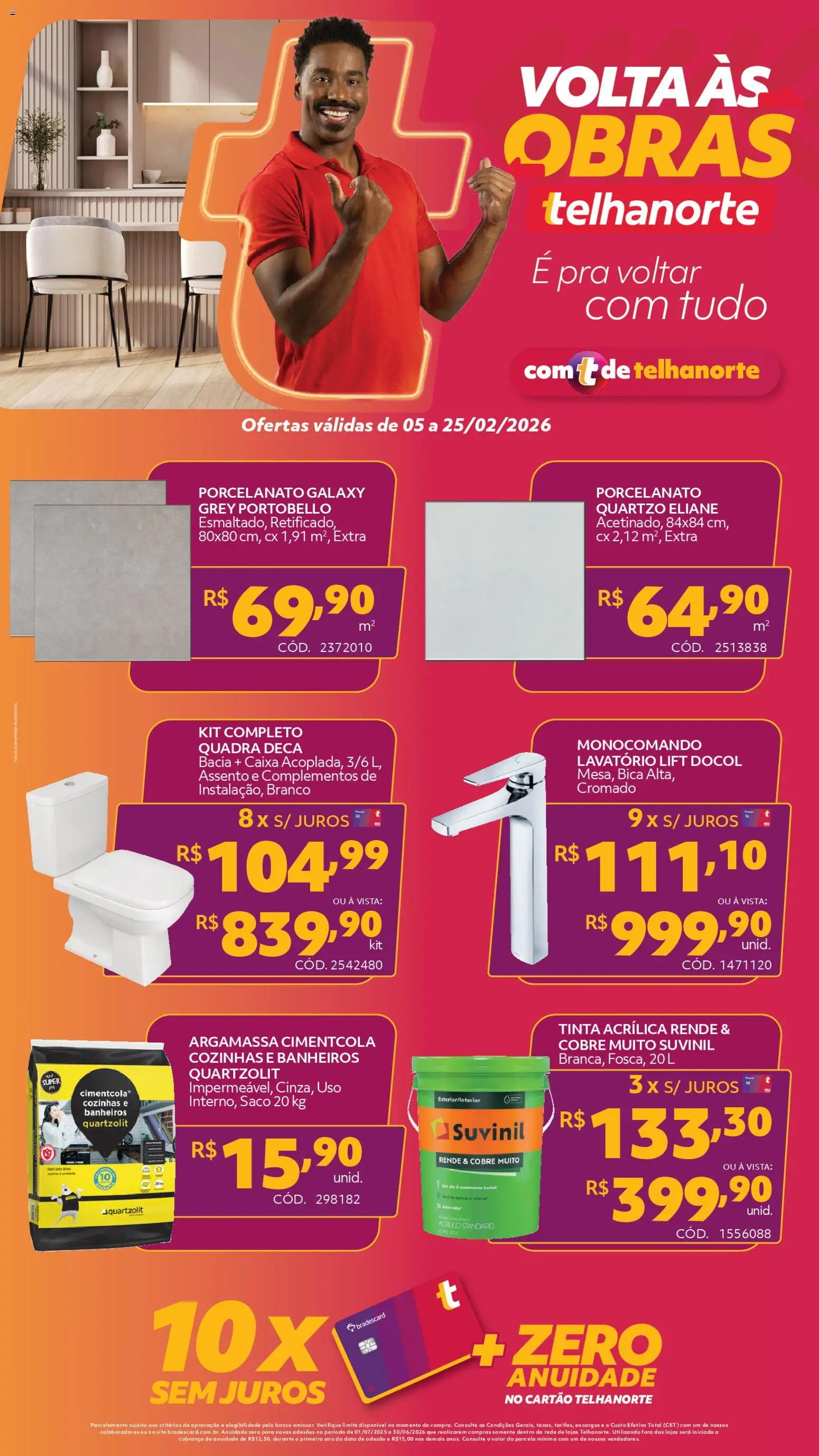 Pré-Visualização do folheto "Ofertas Pro" da loja Telhanorte válido a partir de 05/02/2026