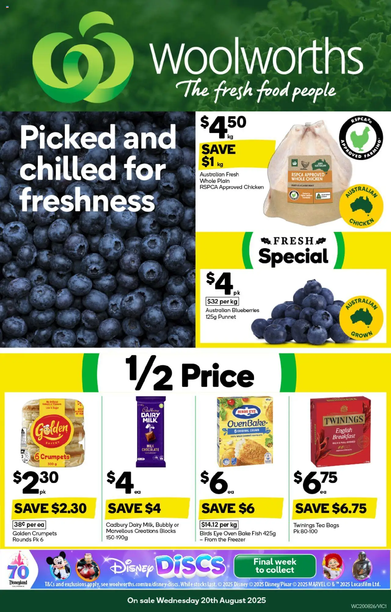 Woolworths catalogue valid from 20/08/2025 - page 1 - Food, Dairy, Chocolate, Fish, Whole chicken, Freezer, Oven, Bakery